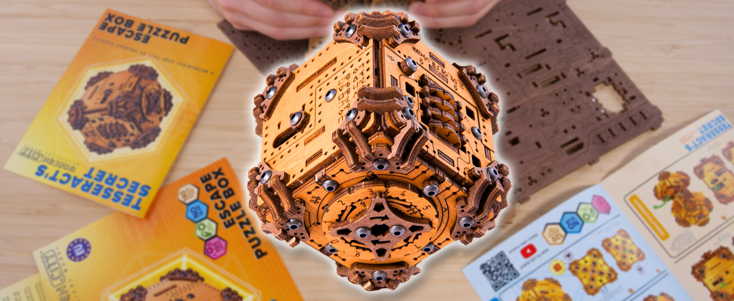 WOODEN.CITY – Tesseract’s Secret – Boîte Puzzle En Bois 3D 185 Pièces – Escape Room à Monter – Cadeau Adulte – Fabriqué En UE