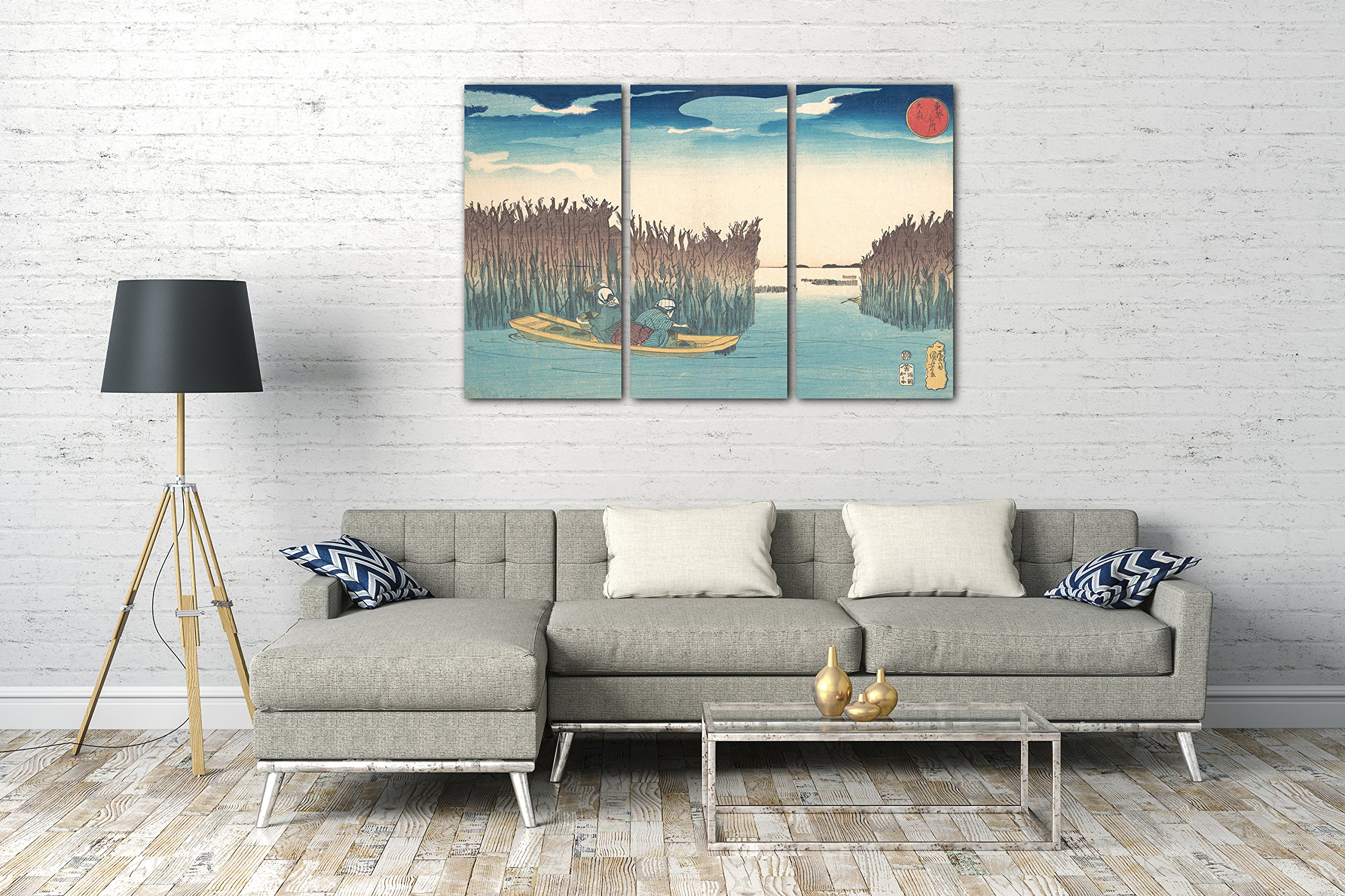 Printed Paintings Leinwand 3-teilig(120x80cm): Utagawa Kuniyoshi - Algen-Sammler in Omori
