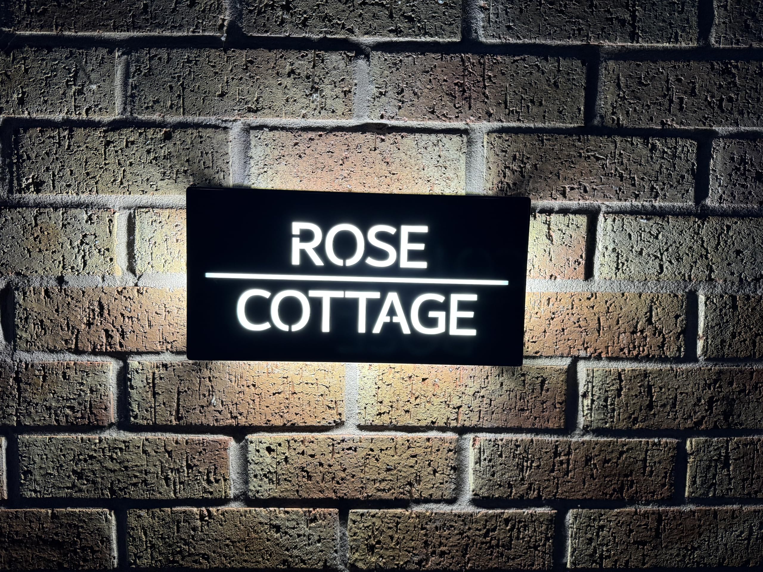One of a kind design UK Personalised LED Illuminated House Sign with 85 LEDs, Laser Cut Modern Hardwired Wall Light with Address Display - Auto ON/OFF Water-Resistant 305x155 MM (Grey, MSL-30X15)