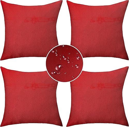 Miniatura 1 de Demetex Juego de 4 fundas de almohada de 18 x 18 pulgadas, cuadradas para exteriores, fundas de almohada de lino impermeables para sofá, cama y