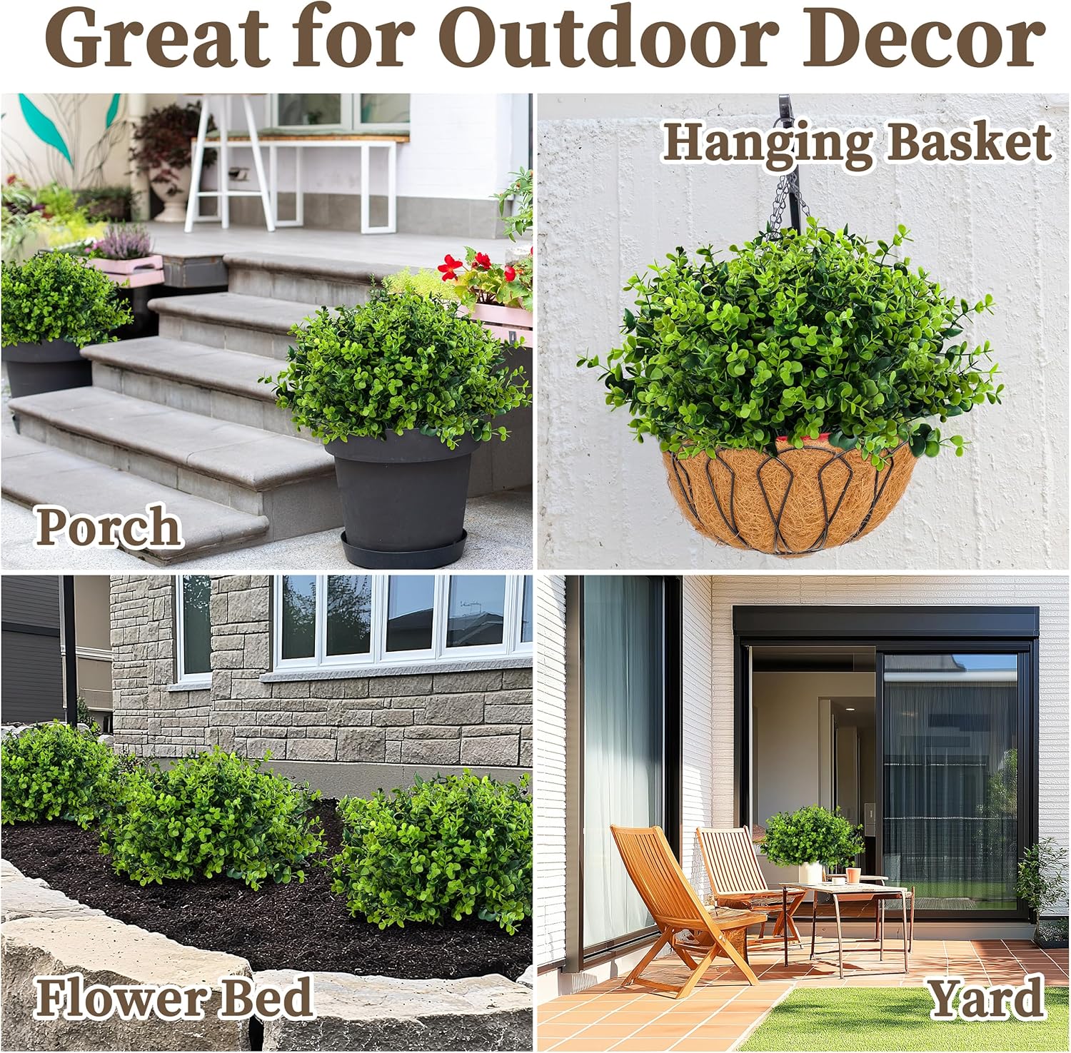 20 Bundles Artificial Greenery Boxwood Plants, Fake Plant for Garden Porch, Window Box, Home Wedding, Farmhouse, and Indoor Outdoor Decoration - Image 6