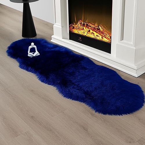 Miniatura 154 de Alfombra de piel sintética esponjosa de piel de oveja blanca, 4 x 6 pies, ultra suave, para dormitorio, mesita de noche, sala de estar, guardería