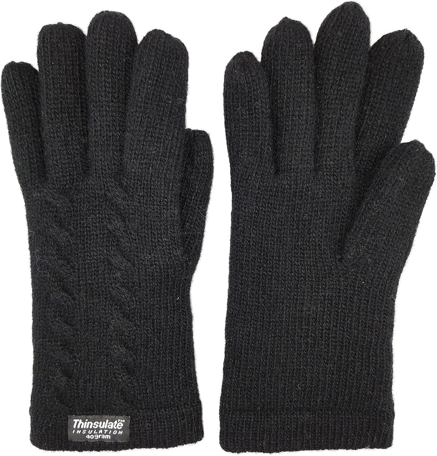 BRUCERIVER Ladie's Pure Wool Knit Gloves with Thinsulate Lining and Cable design - Image 2