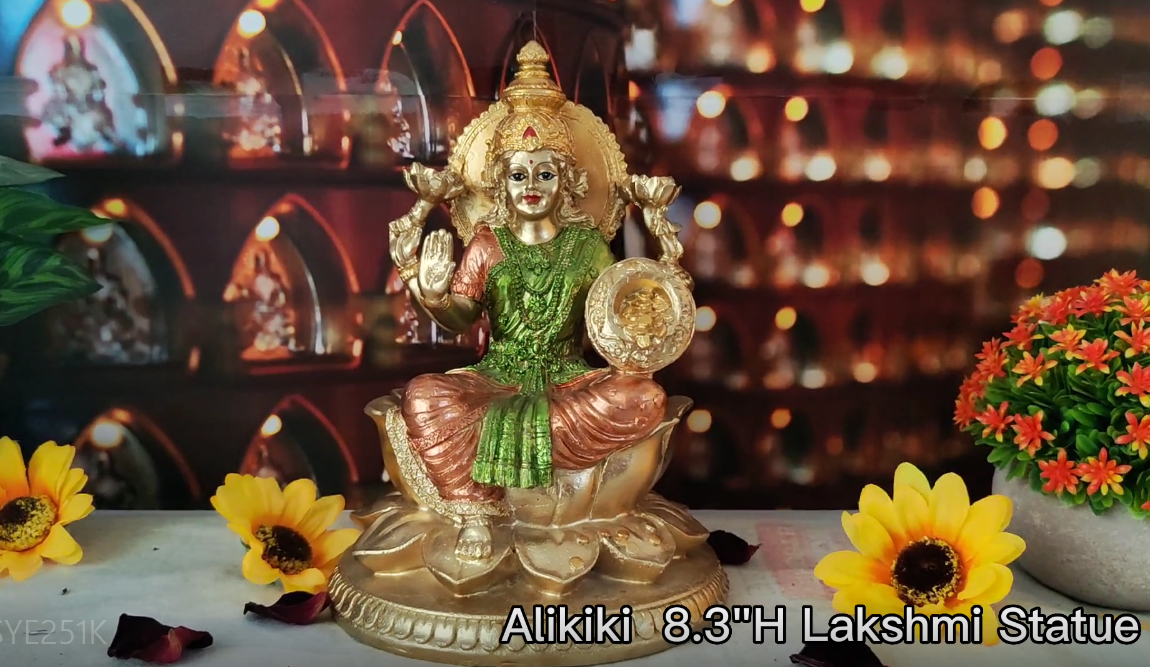 Estatua Diosa Hindú Lakshmi Decoración Hogar Oficina miniatura 7