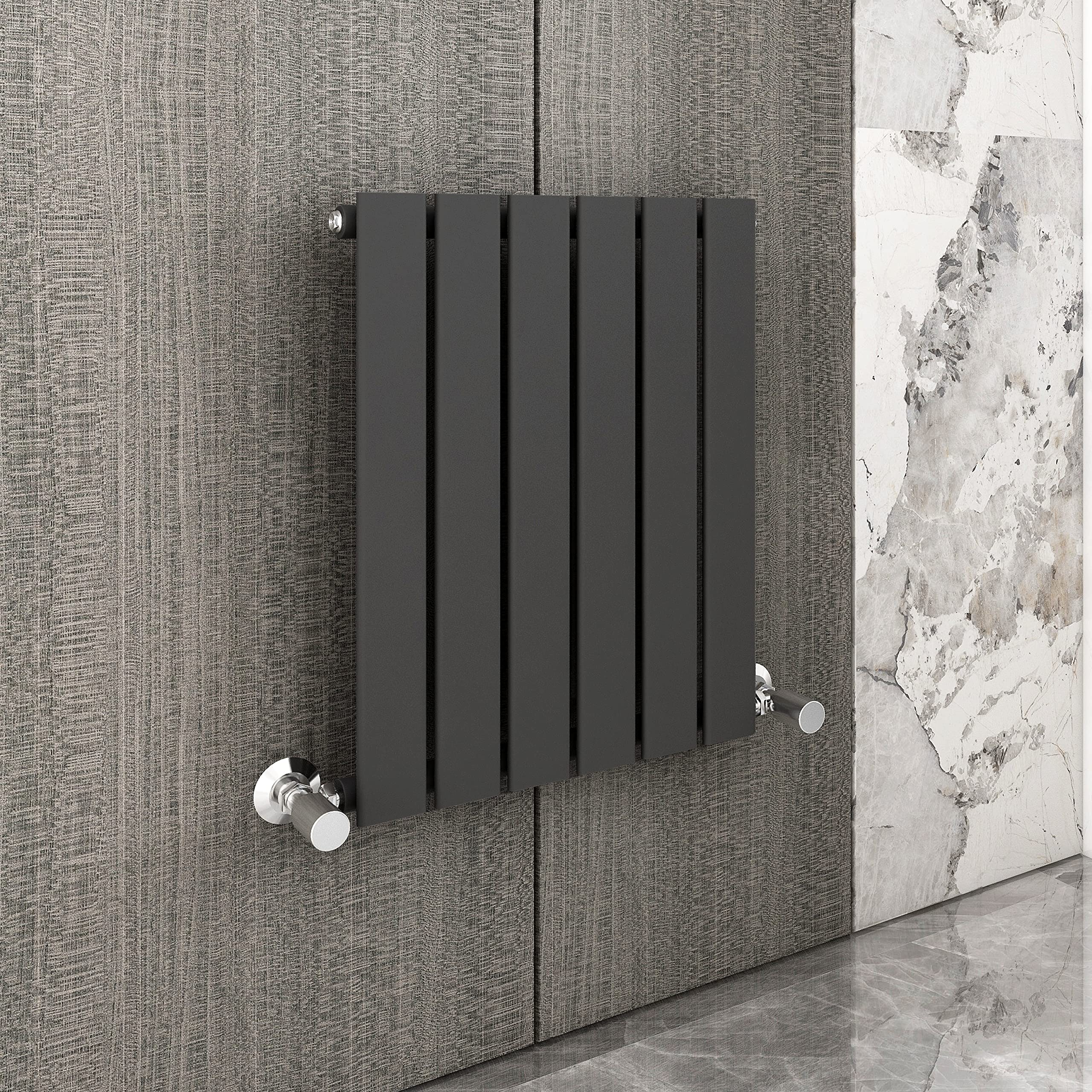 Radiator Horizontal Vertical Designer Flat Panel Central Heating Radiator 600mm Height (600x408mm Single, Anthracite) — image 1