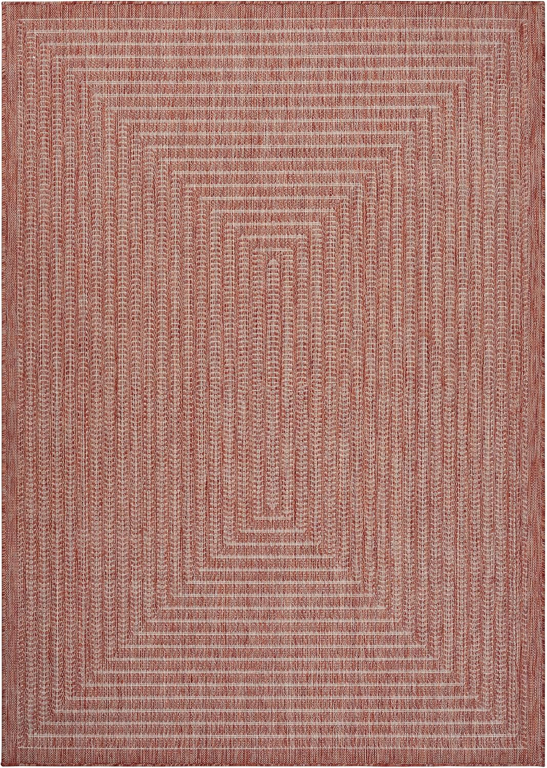 Adiva Rugs Outdoor Indoor Area Rug, Weather Resistant, Easy to Clean, Stain Resistant Floor Mat for Dining Room, Backyard, Deck, Patio (Copper Weiss, 6' x 9')