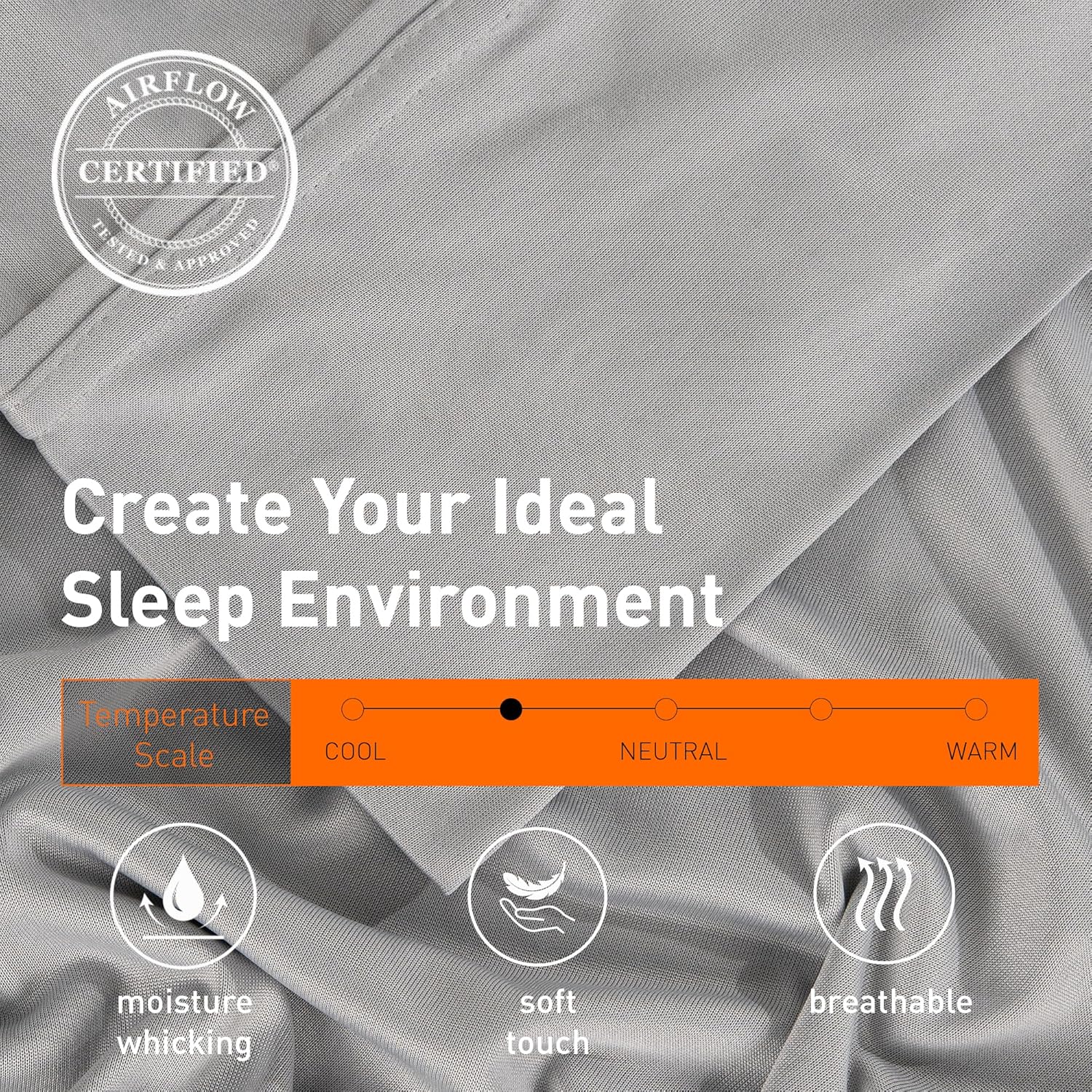 Bedgear Dri-Tec Sheet Set – Moisture Wicking Technology, Breathable, Cooling Sheets – Flat Sheet, Fitted Sheet, Pillowcases – All Mattress Types, Bedding Dorm Essentials, King/Cal King, Light Grey - Image 2