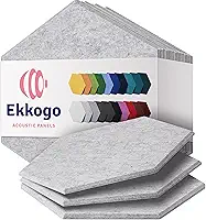 Painéis Acústicos Ekkogo Pacote com 12 Painéis de Parede Insonorizados 14''X13''X0.4'' Painéis de Som de Alta Densidade Amortecedores de Som - [Hexágono Branco Fumê]
