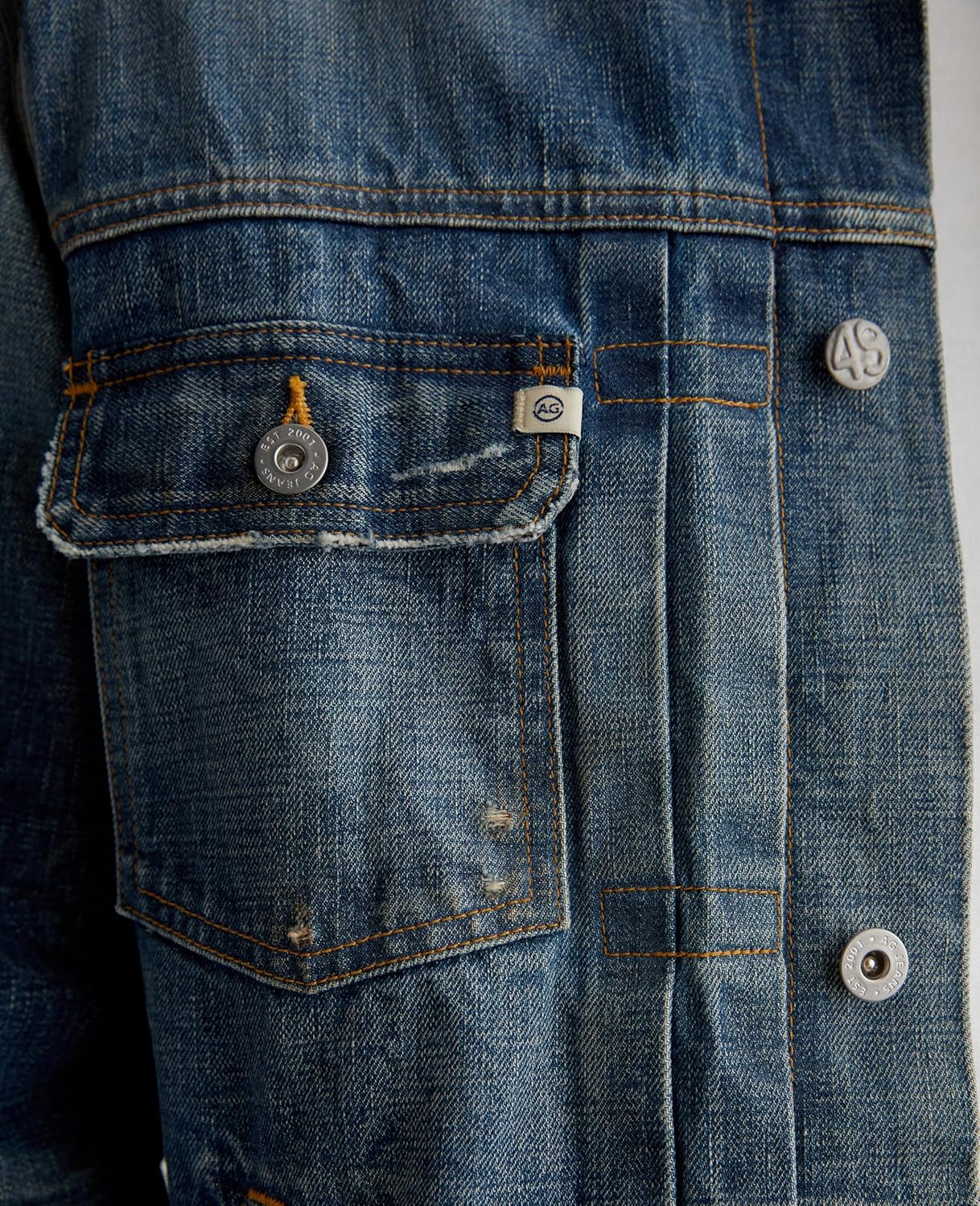 AG Adriano Goldschmied Men's Sid Pleated Denim Trucker Jacket