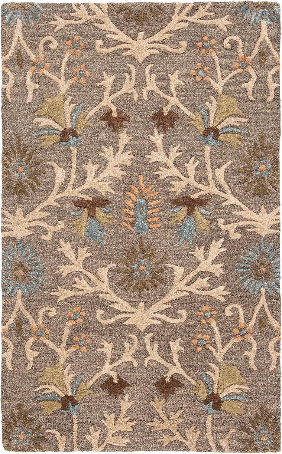 Handmade Blue Wool Tufted Floral Area Rug 5' x 8'
