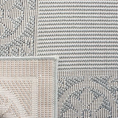 Miniatura 8 de SAFAVIEH Alfombra lavable Bermuda Collection – Alfombra de 2 x 8 pies, azul claro y marfil, para interiores y exteriores, resistente a la