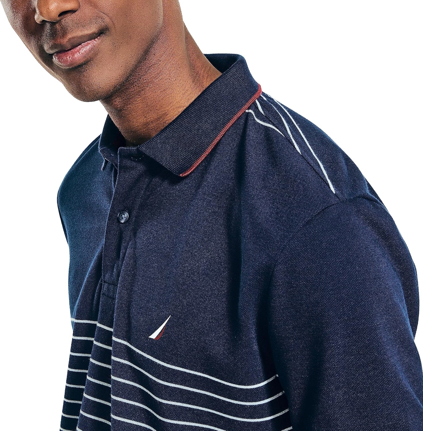 Nautica Mens Navtech Sustainably Crafted Striped Classic Fit Polo - Image 3
