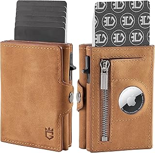 Mens Wallet Card Holder for AirTag, Leather Smart Wallet for Men, Airtag Wallet Pop Up Wallet, RFID Blocking, Slim, Minimalist, Large Capacity - 14-18 Card Capacity | ID Window | Cash Slot （Brown）