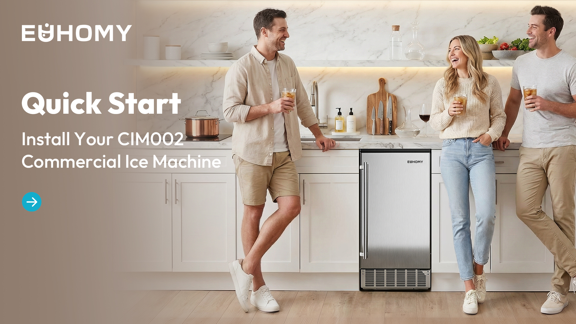Image of EUHOMY 15 inch W Commercial Under Counter Ice Maker Machine, 90 Lb /Day Auto-Cleaning & 24H Timer, Gravity Drainage,Stainless Steel Built-in Freestanding Ice Maker, 24 Lb Bin, Ideal for Commercial & Home