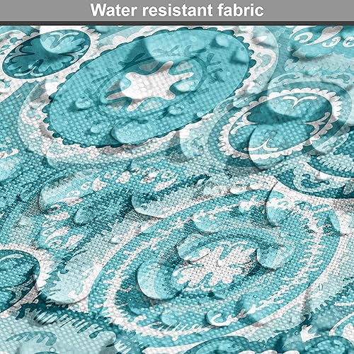 Vista 258 de Ambesonne Tela beige de The Yard, ilustración contemporánea de animales marinos en estilo retro, arte de caballito de mar de cangrejo de pulpo, tela