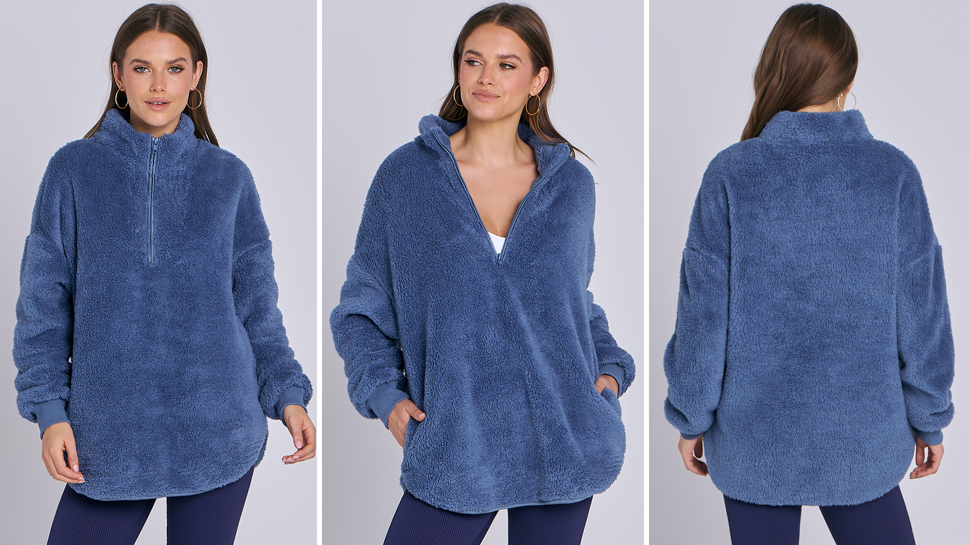 ANRABESS Women's Sweatshirt Sherpa Fuzzy Fleece Zip Up Hoodies
