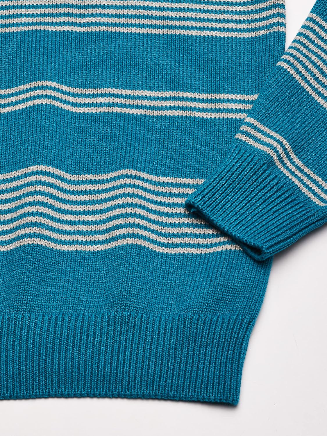 Chaps Men's Classic Fit Cotton Crewneck Sweater Large Crystal Teal Multi Stripes