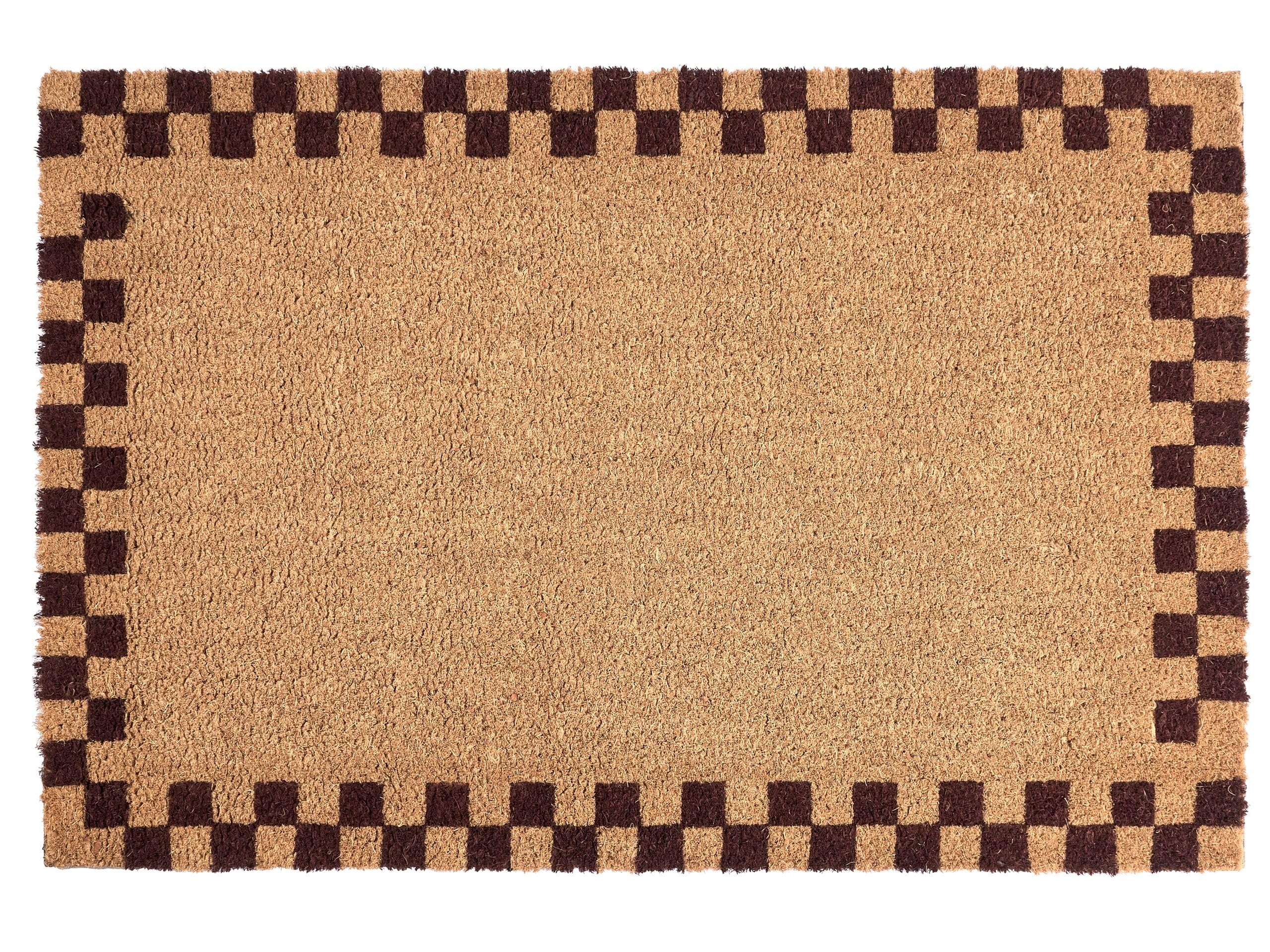Beliani Paillasson en Fibre de Coco 60 x 90 cm Antidérapant Dessous en PVC Motif Uni Beige et Rouge Sagada