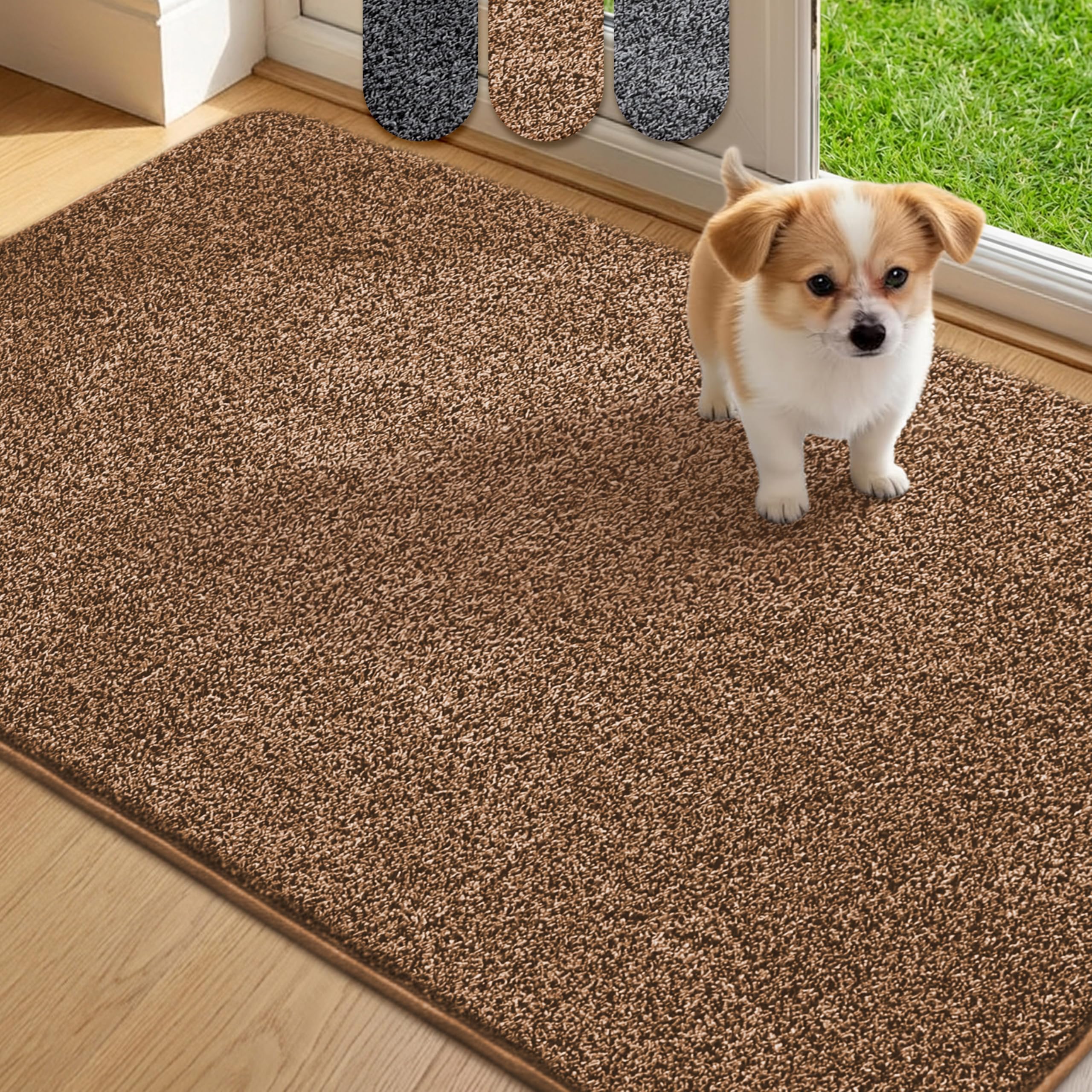 Mibao SoftStep Luxus Schmutzfangmatte 90x150 cm – Waschmaschinenfeste Fußmatte für Innen, rutschfest & Saugstark – Geeignet für Haustür und Flur – Braun