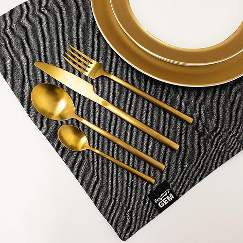 Miniatura 3 de BergHOFF GEM Premium 1810 - Juego de 16 cubiertos de acero inoxidable para 4 personas con revestimiento de PVD de titanio dorado, mango ergonómico y