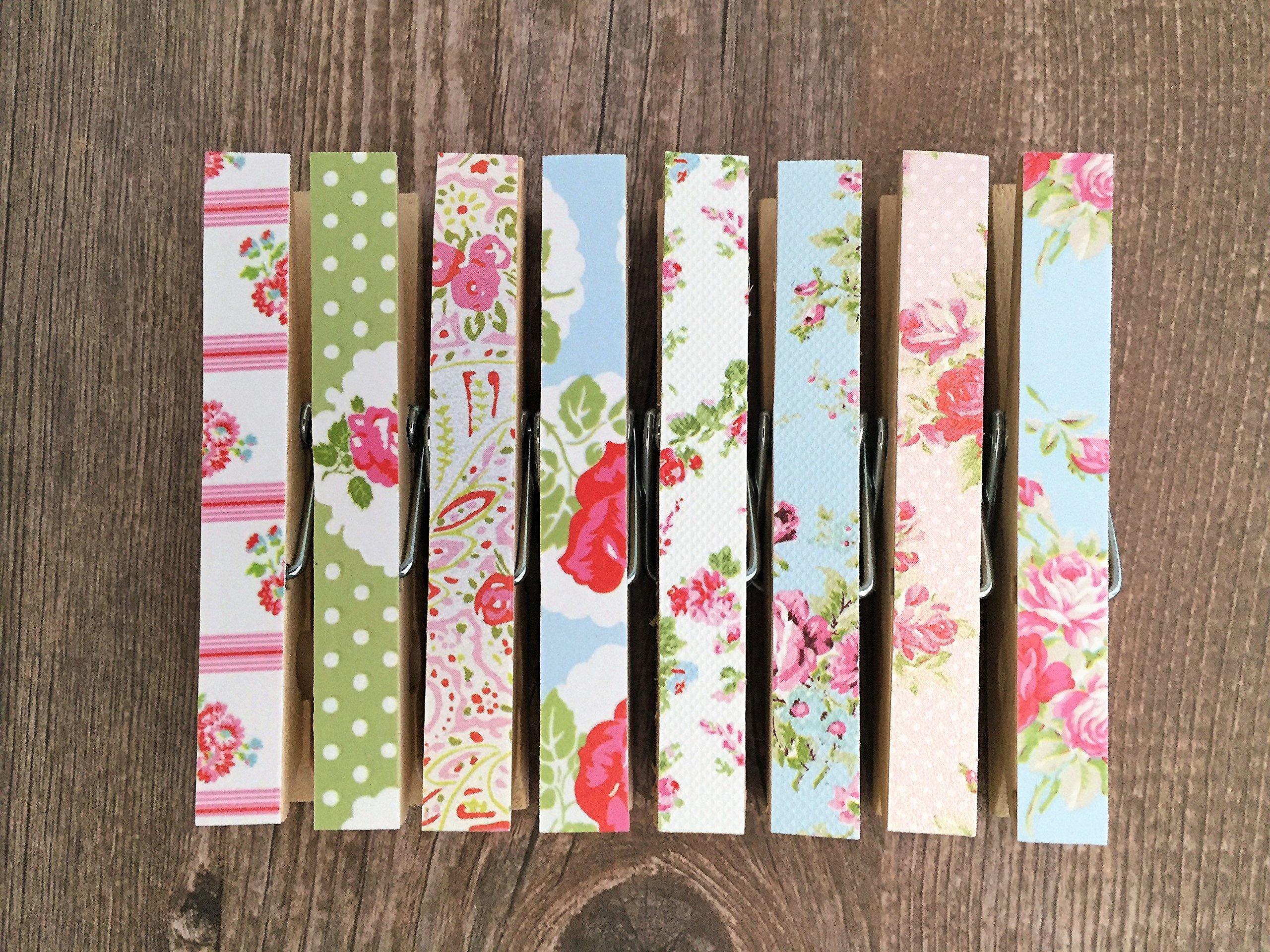 Magnetic Pegs Fridge Magnets - Blue and Pink Shabby Rose Floral Variety Pack