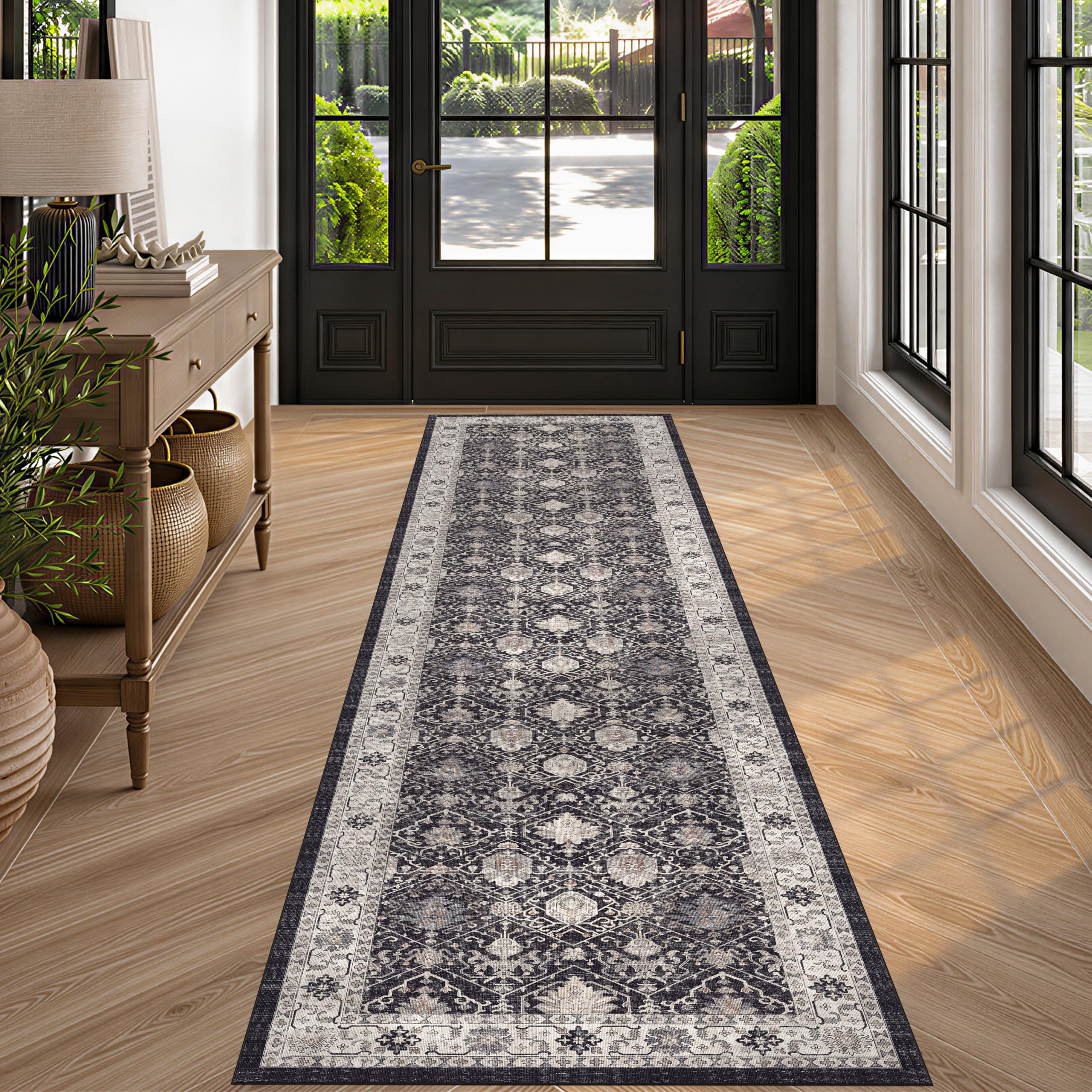 HY HAOYUNLAI 2.6x10 Washable Hallway Runner Rug Non Slip Kitchen Floor Mat
