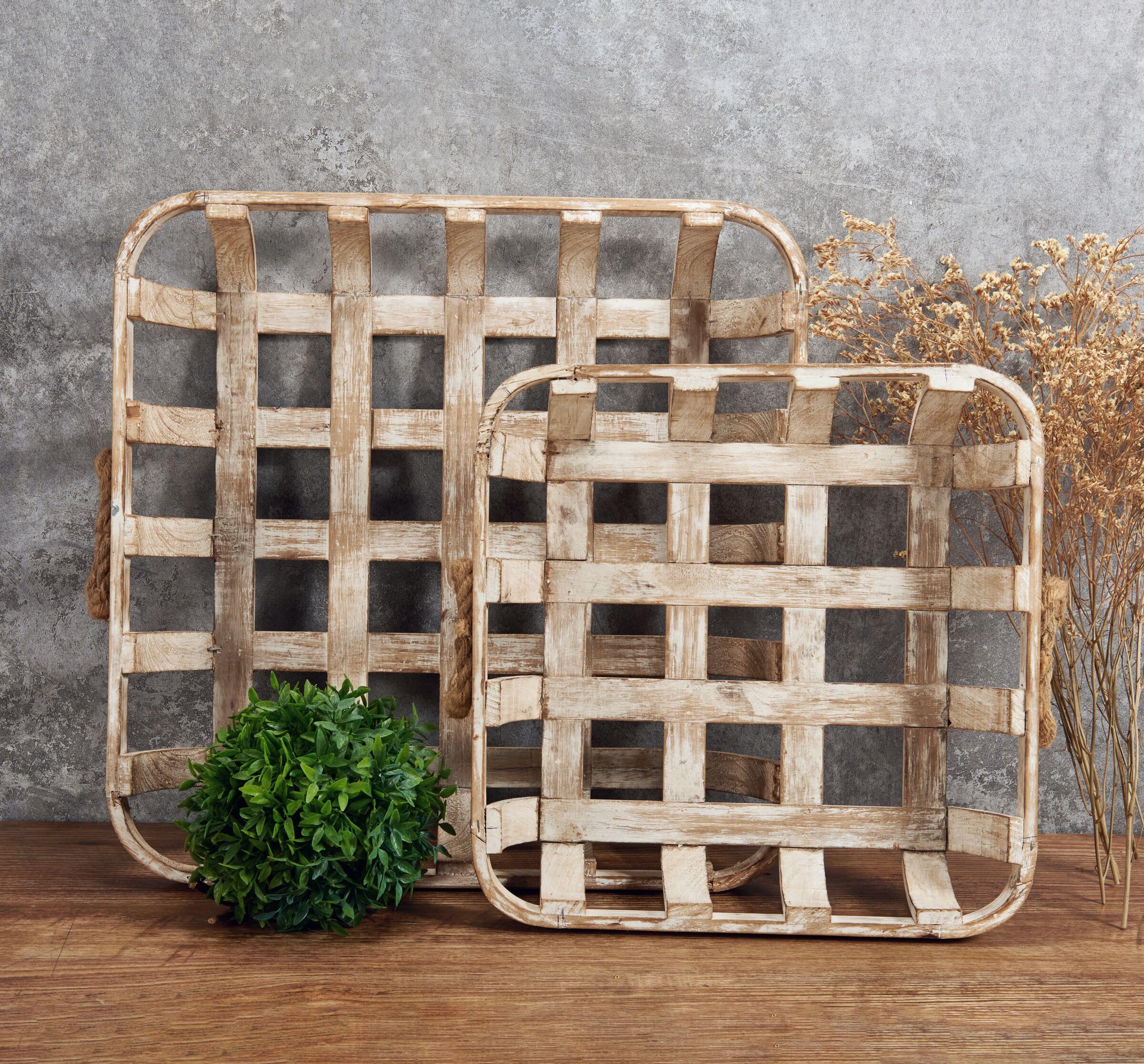 Amazon.com: Elements Wood Weave Tobacco Baskets, Natural Finish, Set of 2,  20 and 16 Inch : Home & Kitchen