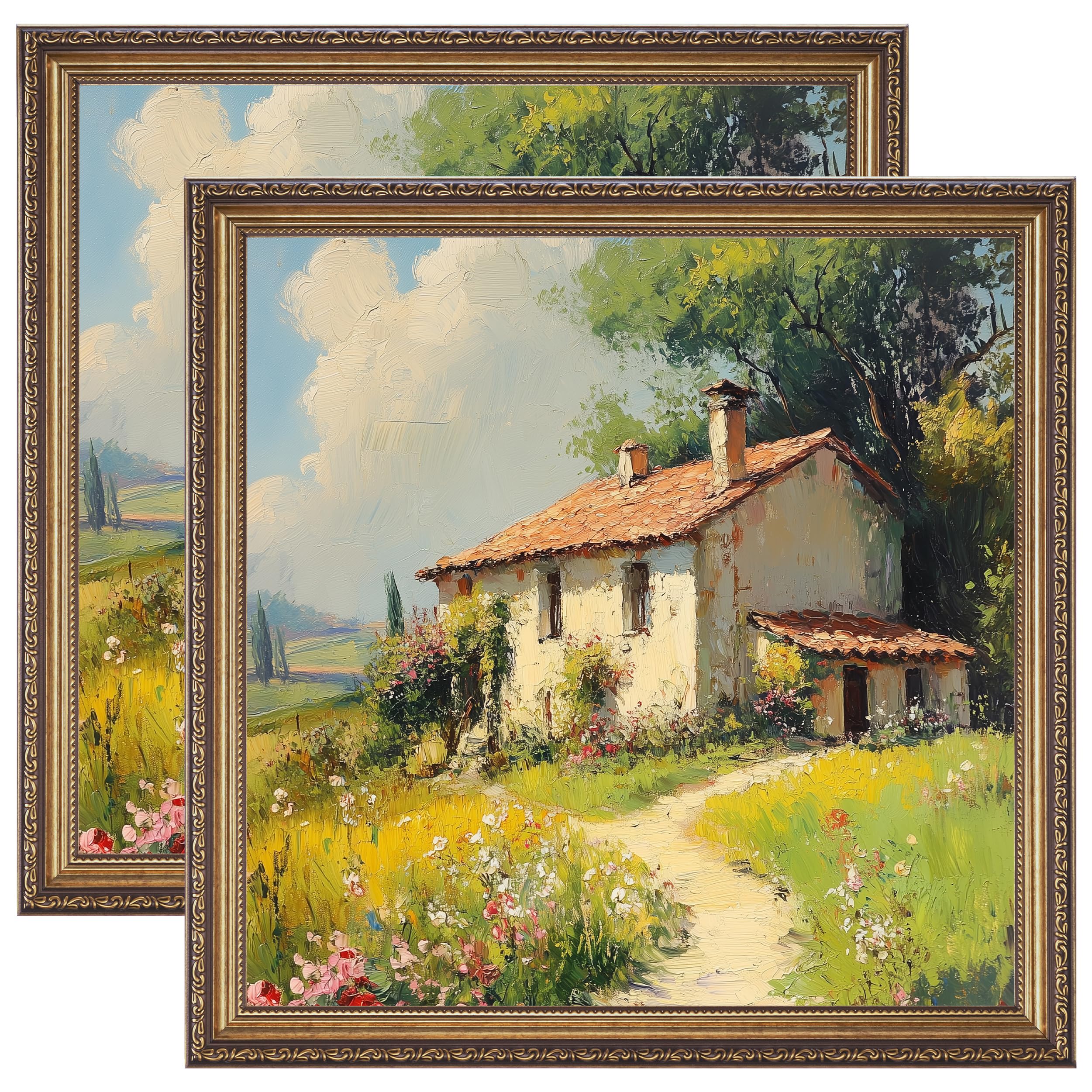 eletecpro 12x12 Vintage Picture Frame, Glass Cover, Bronze Gold, 2-Pack