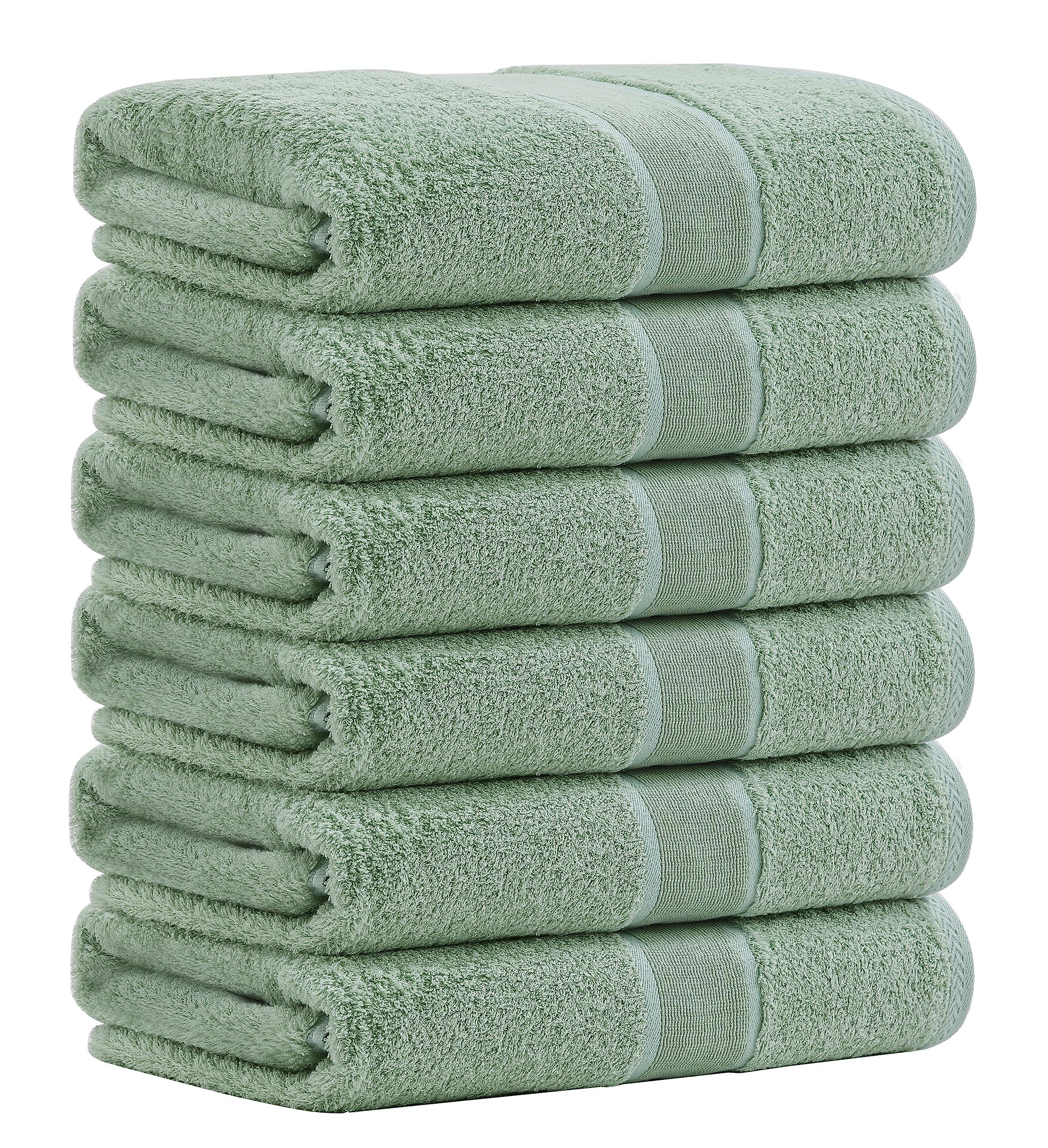 Aibaser Towels- Viscose Made from Bamboo Cotton Bath Towels-27x54inch - Natural, Ultra Absorbent Towels for Bathroom (6 Piece Set) (Green)