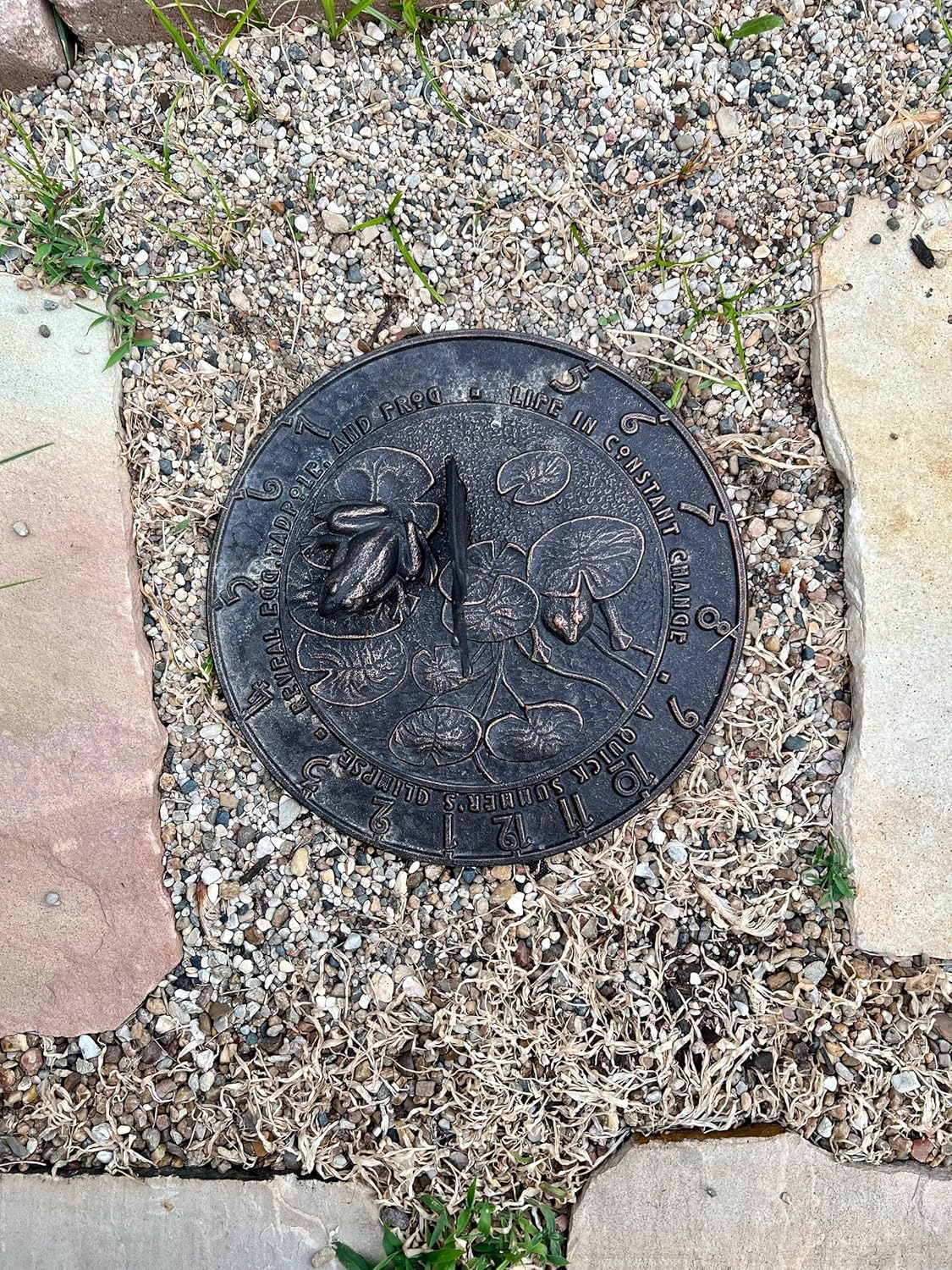 Aluminum Frog Sundial, Oil Rub Bronze