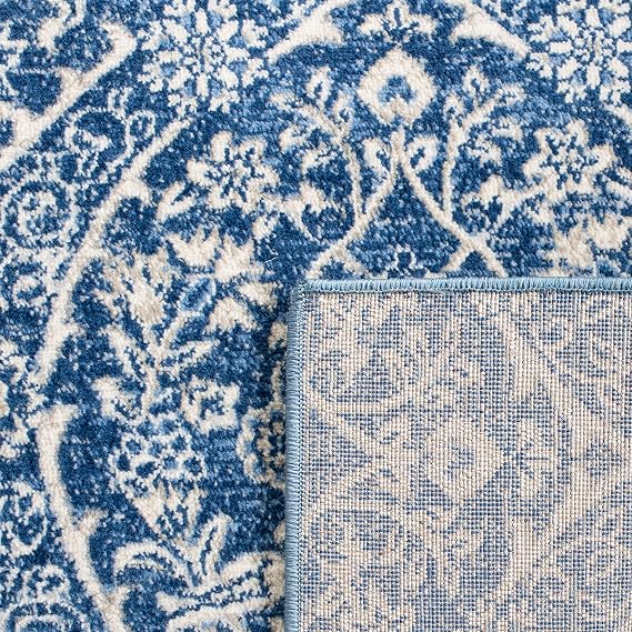 SAFAVIEH Area Rug 8x10 - Brentwood Collection - Large - Navy & Light Grey, Floral Damask Trellis Design, Non-Shedding & Easy Cleaning, Ideal for Living Room, Bedroom, Office, Dining Space (BNT860M)