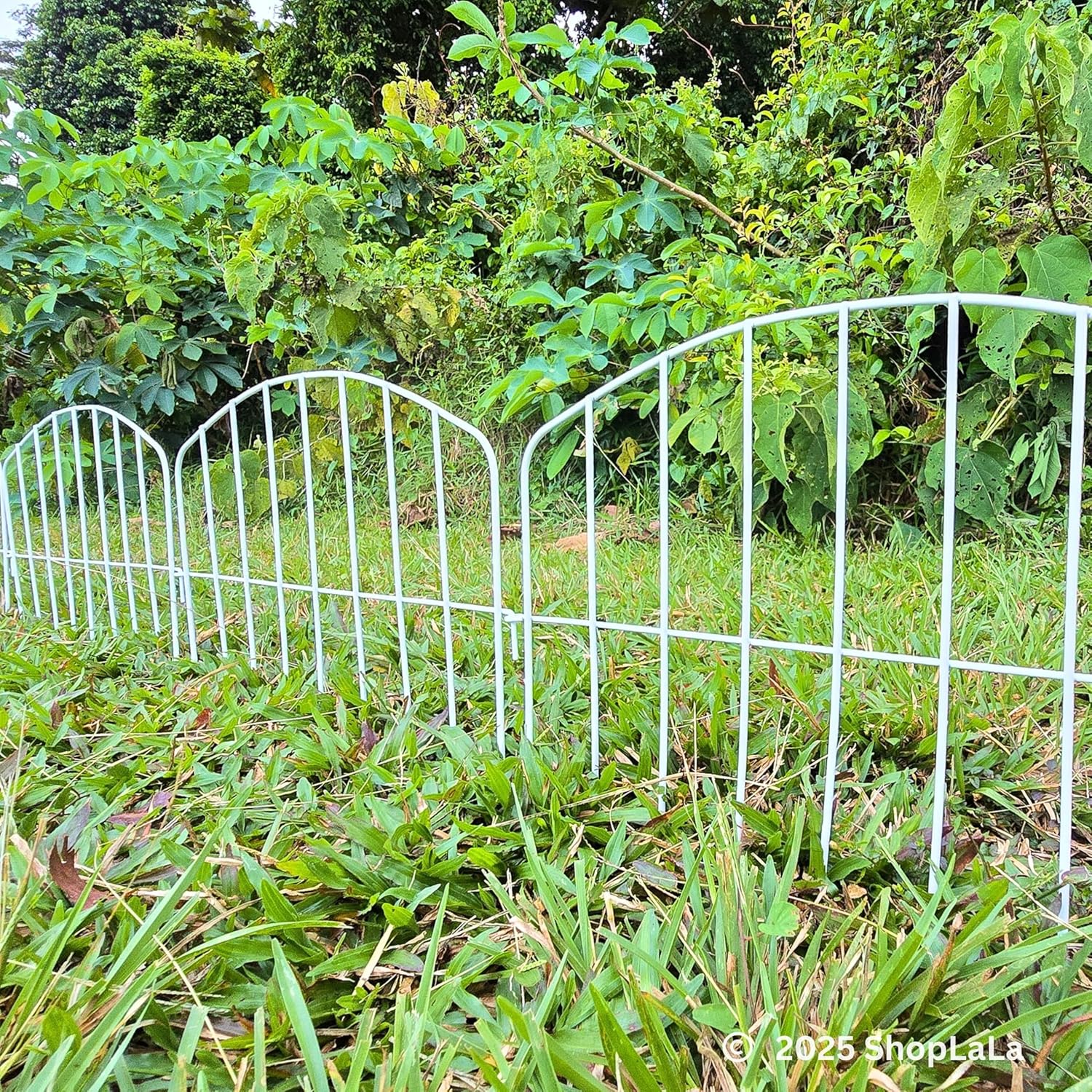 ShopLaLa Garden Fence Border (10 Panels) 13in(L) x 16.5in(H) Decorative Metal Wire Animal Barrier Fencing, Rustproof Flower Edging for Landscape Patio Outdoor Decor, Dog Gates and Border White M-L16.5