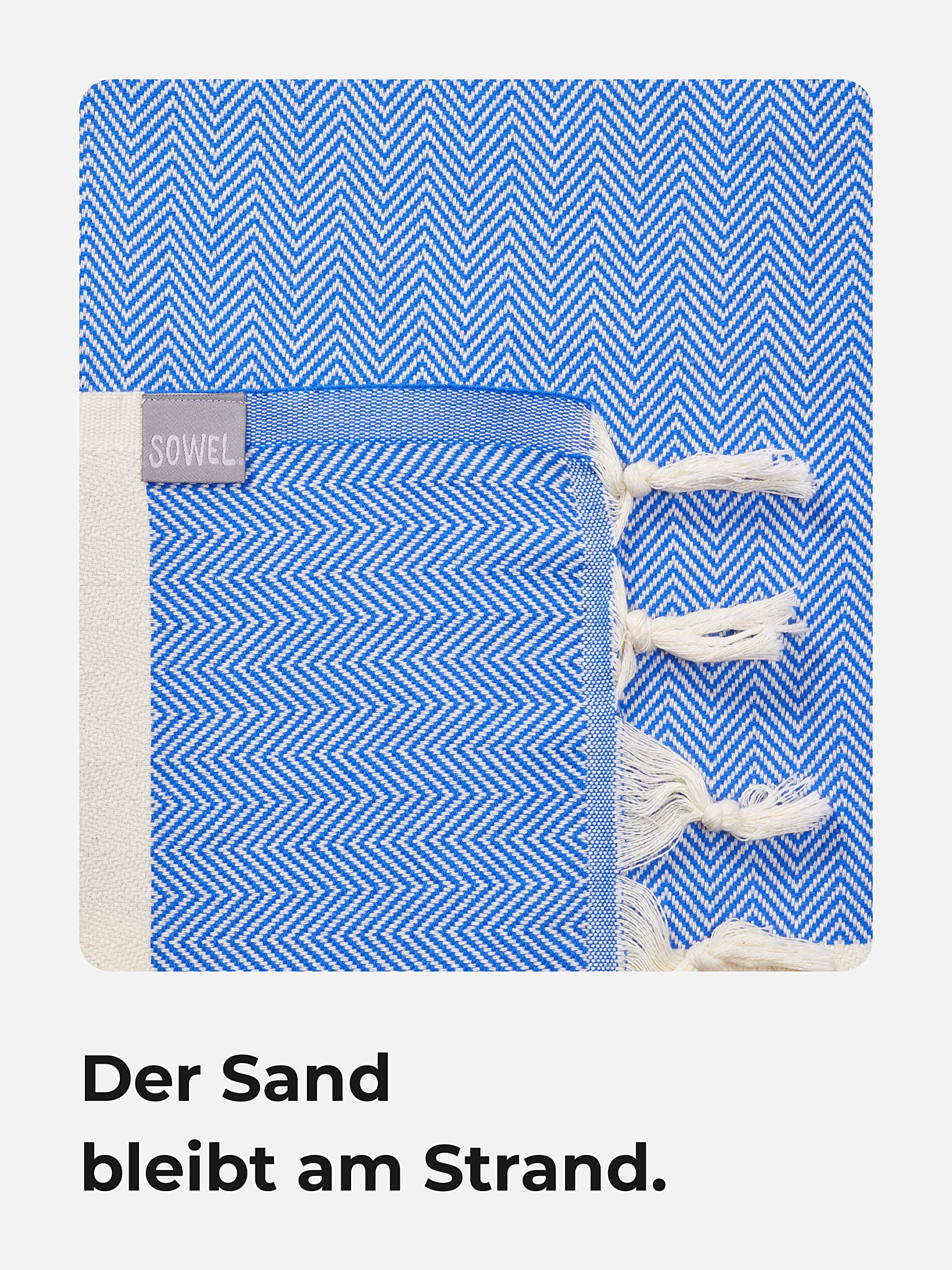 Sowel® XXXL Hammam Towel, Beach Towel, Fouta, 100% Cotton, 200 x 240 cm, Sky Blue - Image 3