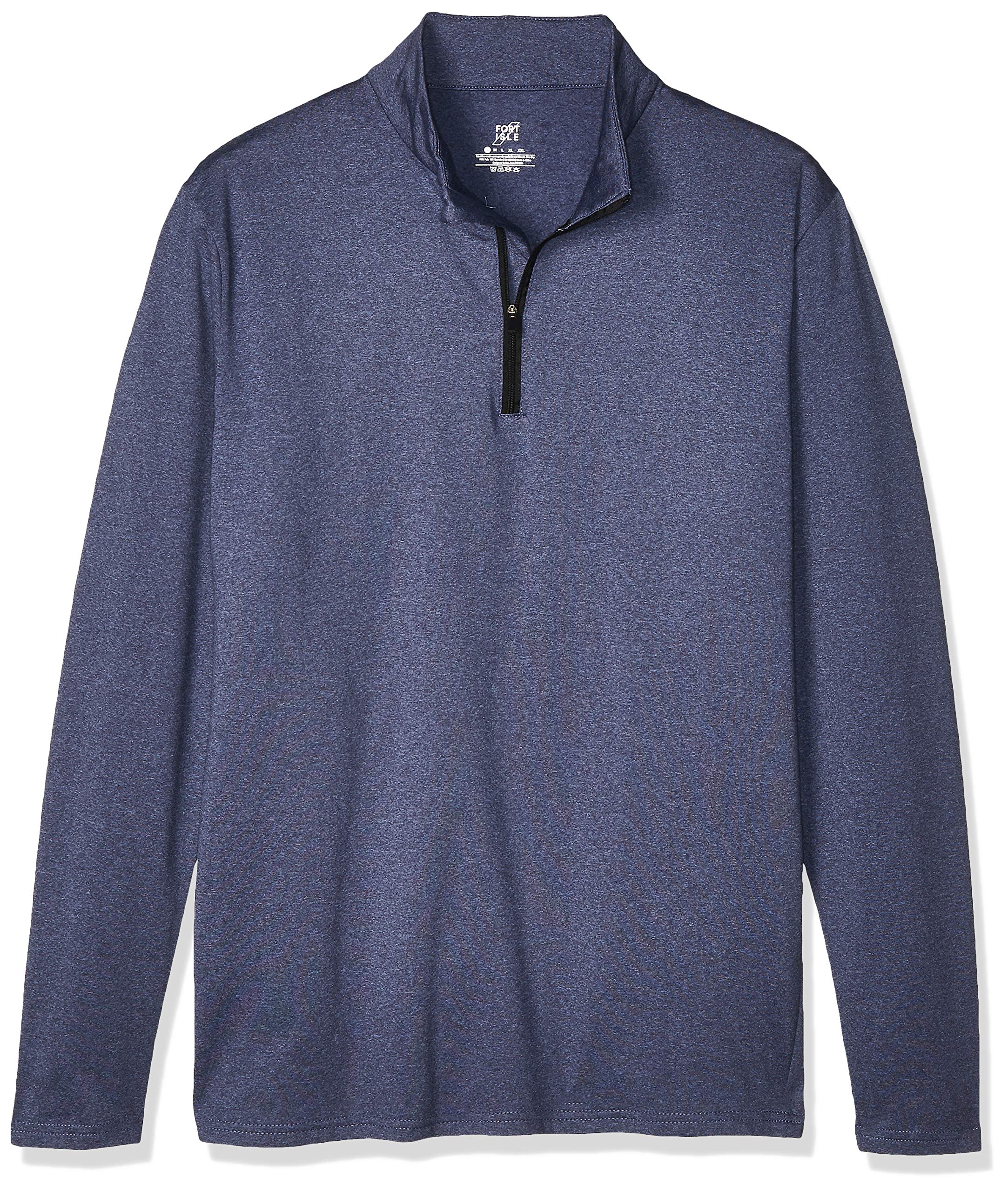 Fort Isle Mens Quarter Zip Long Sleeve Pullover Shirt - 1/4 Zip Pullover Mens | Performance Quarter Zip Pullover Men Blue