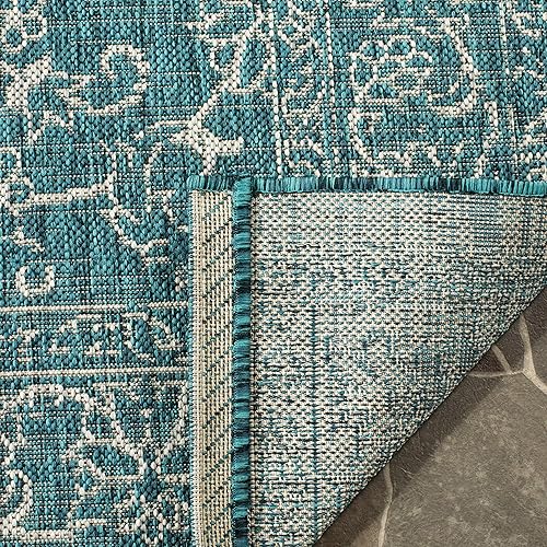 Miniatura 3 de Safavieh Courtyard Collection - Alfombra decorativa, 2 pies 3 pulgadas x 5 pies, turquesa, no desprende pelusa y de fácil cuidado, para interiores y