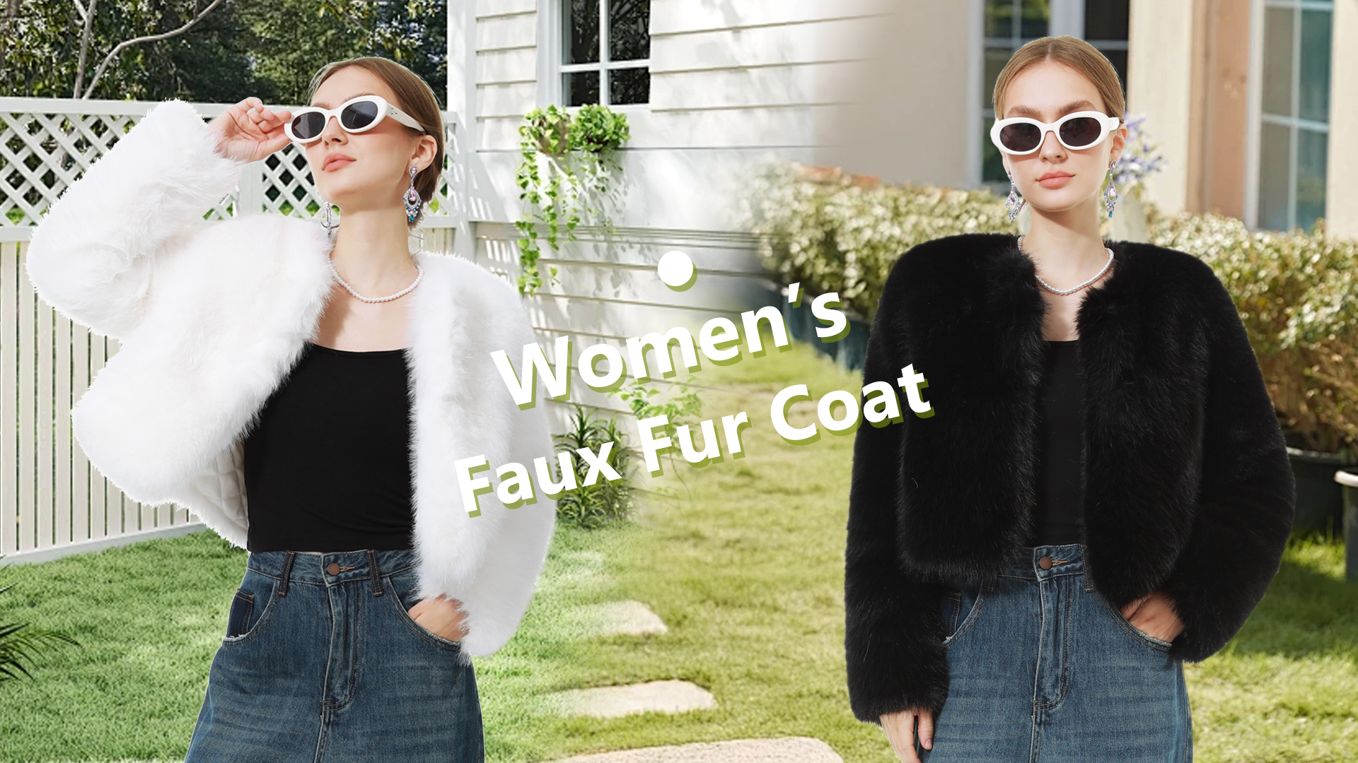 LA CARRIE Women's Faux Fur Winter Cropped Fluffy Jacket Long