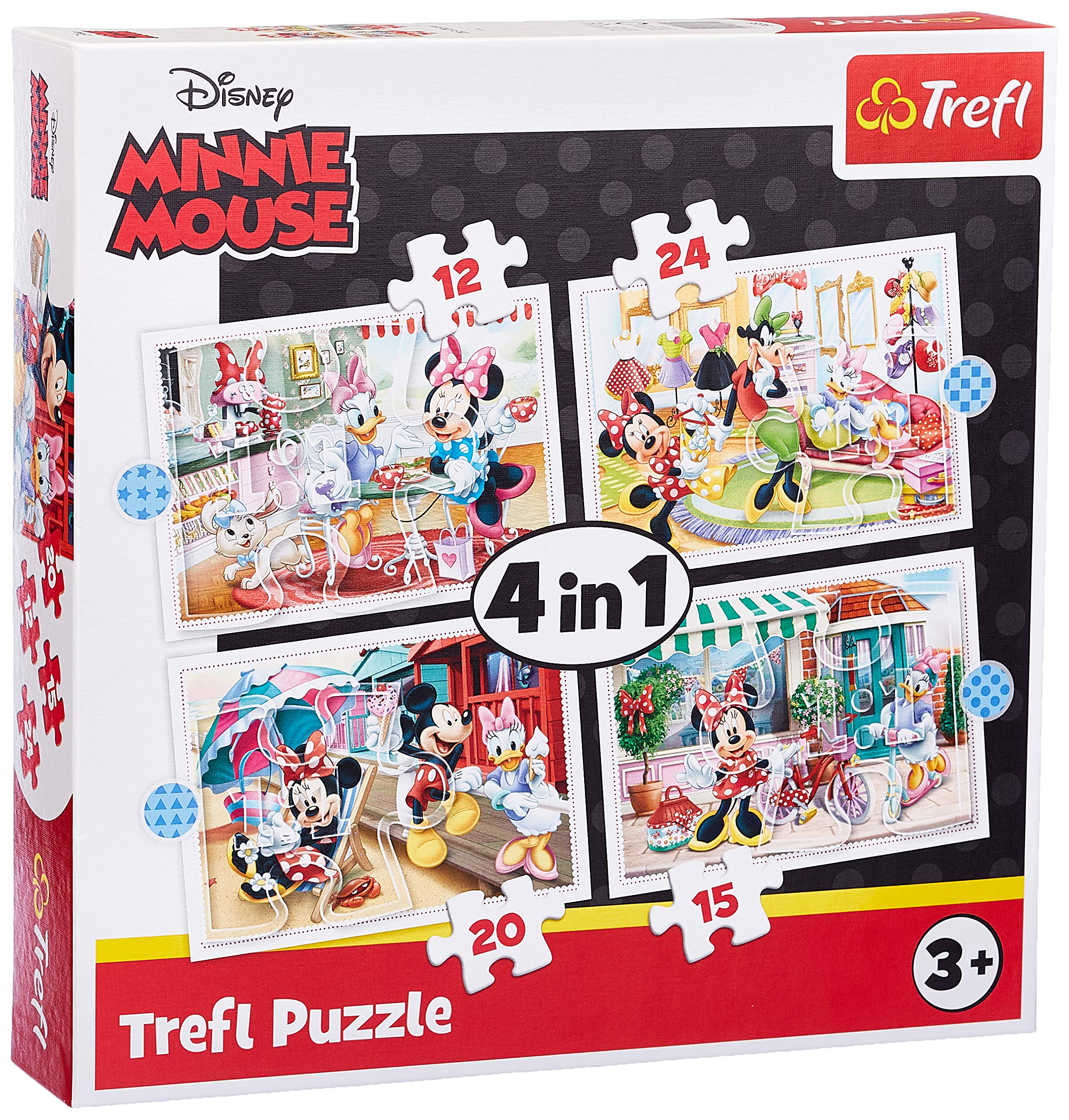 Trefl Disney Minnie Mouse 4 in 1 Puzzle Set – 12, 15, 20 & 24 Pieces ...