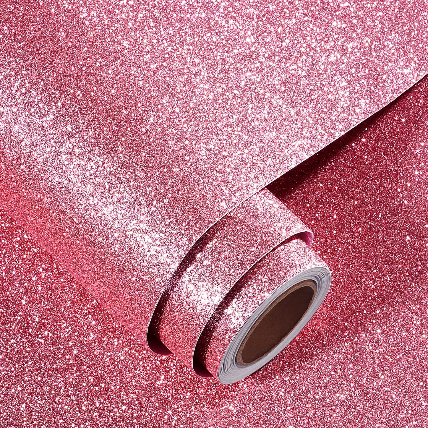 FunStick Glitter Hot Pink Contact Paper 15.8"x240" Glitter Peel and