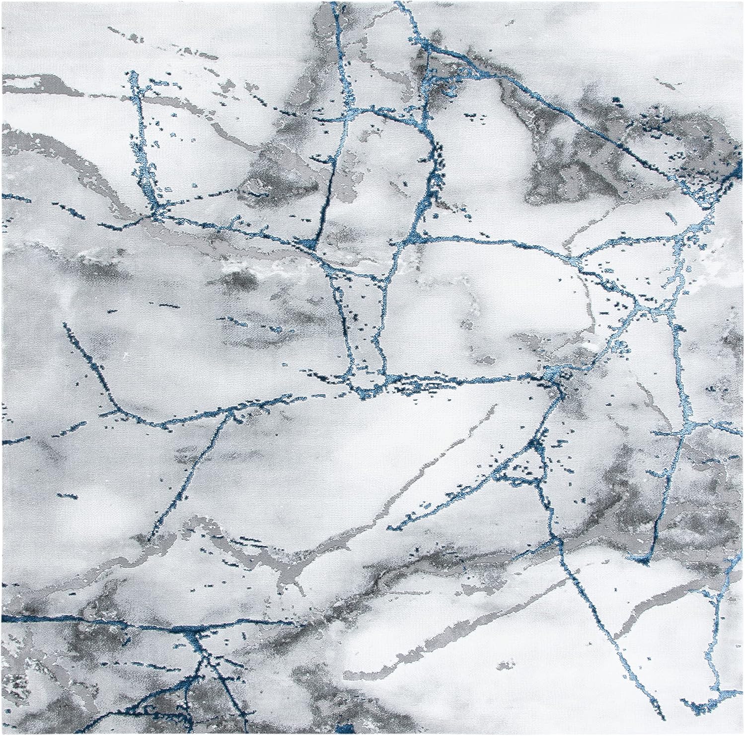 Sapphire Swirl 6'7" Square Synthetic Easy-Care Area Rug