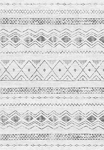 Miniatura 9 de Alfombra marroquí bohemia de 5 x 7 pies, alfombra grande geométrica neutra para interiores, para sala de estar, dormitorio, mesa de comedor, moderna