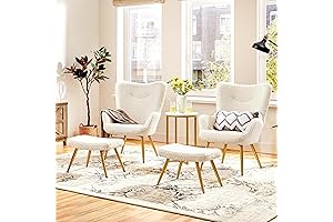 Yaheetech 2-Piece Sherpa Accent Chair and Ottoman Set