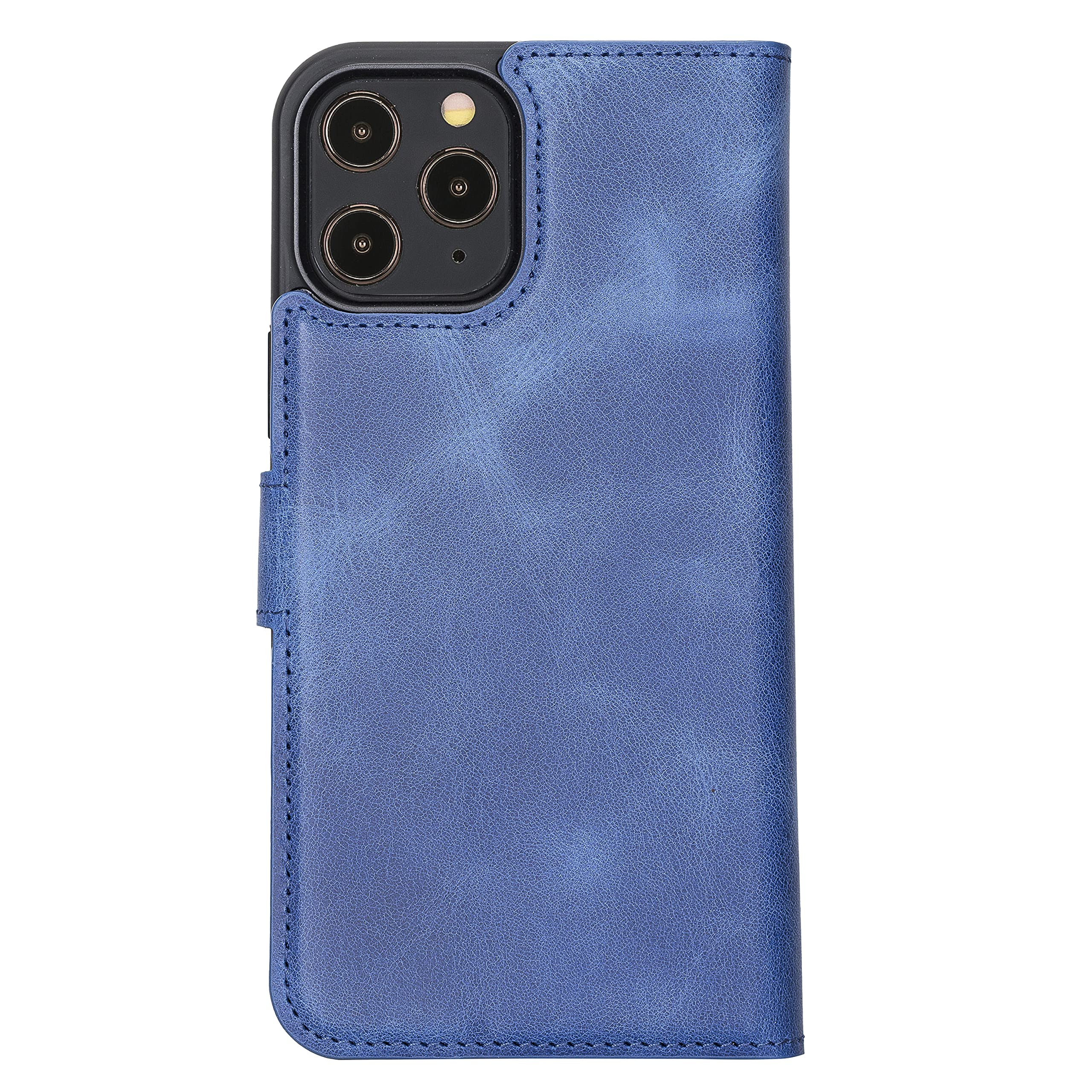 Solo Pelle Lederhülle kompatibel für iPhone 12 Pro Max in 6.7 Zoll abnehmbare Hülle (2in1) inkl. Kartenfächer für das original Apple iPhone 12 Pro Max (Vintage Blau)