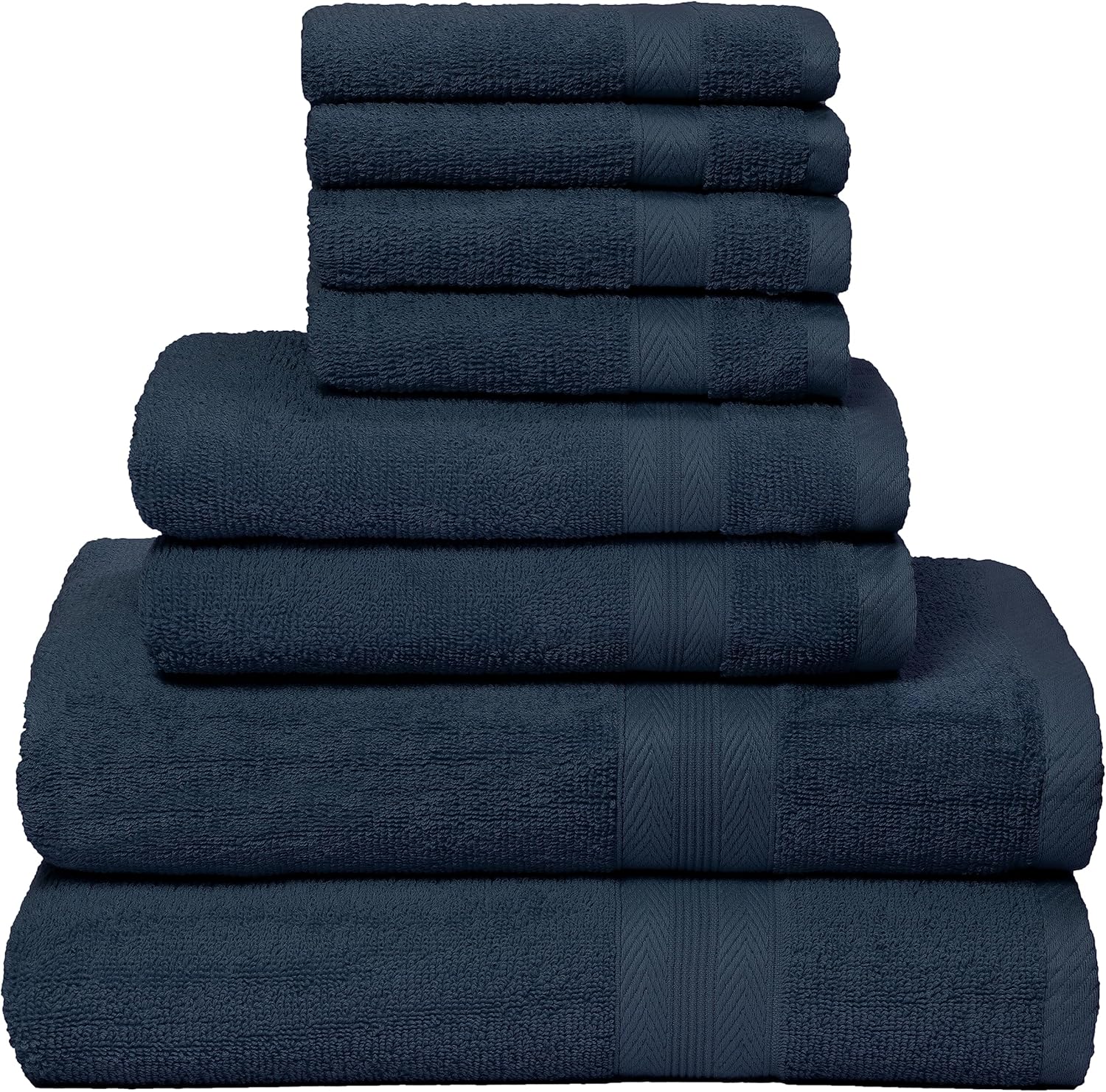 BOUTIQUO 8 Piece Towel Set 100% Ring Spun Cotton, 2 Bath Towels 27X54, 2 Hand Towels 16X28 and 4 Washcloths 13X13 - Ultra Soft Highly Absorbent Machine Washable Hotel Spa Quality - Mineral Blue