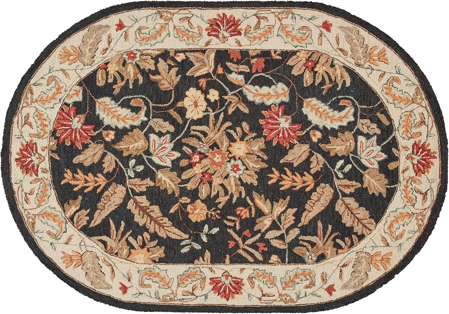 Safavieh Chelsea Collection HK141B HandHooked Black Wool Oval Area Rug