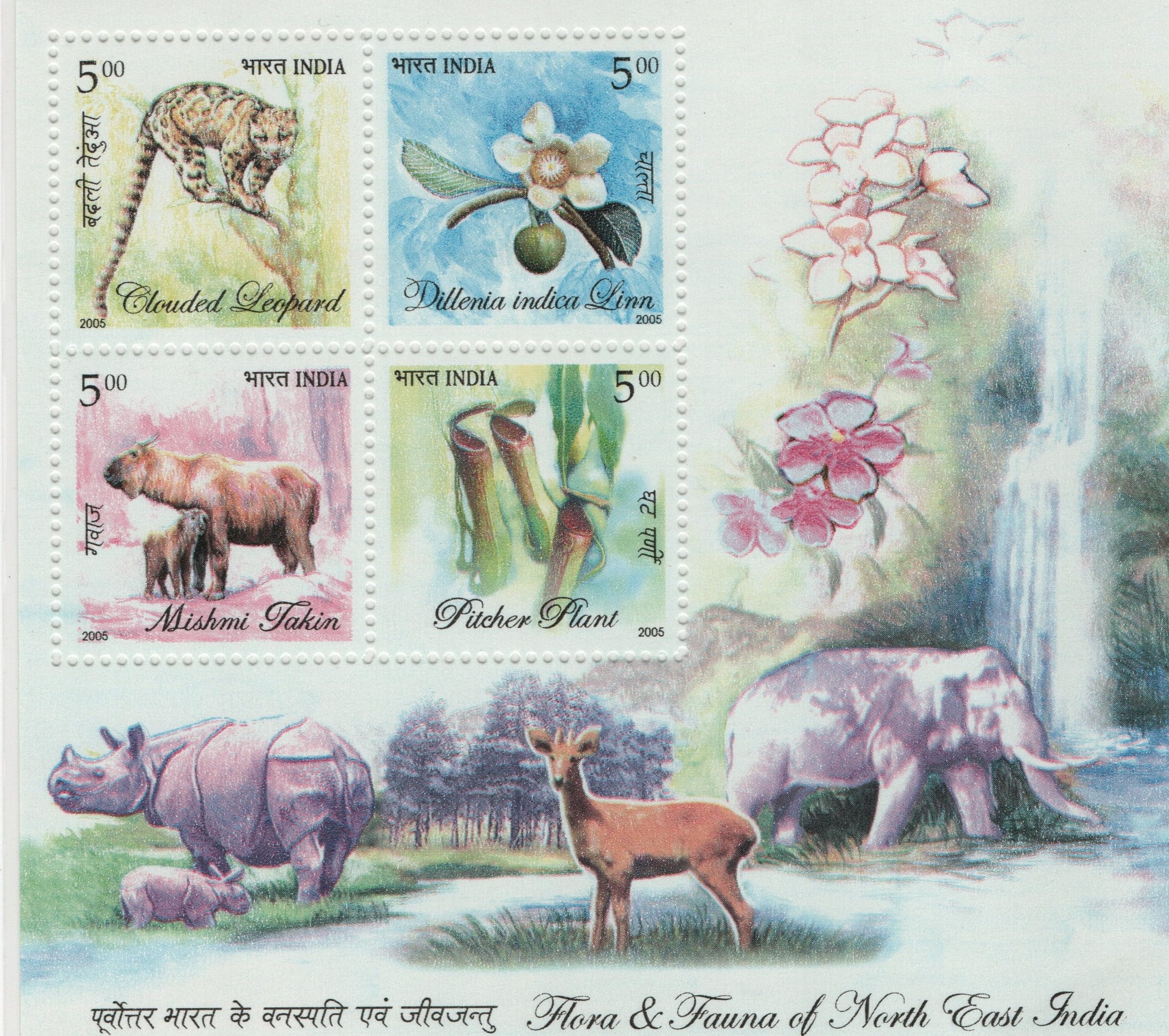 Shobhaphila's Flora & Fauna of North East India Miniature Sheet Stamp(24th Mar 2005)-image-2
