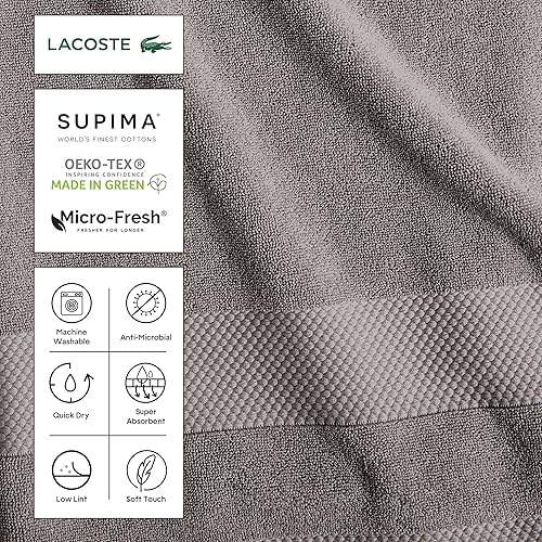 Miniatura 3 de Lacoste Heritage - Tapete para la ducha de algodón Supima, azul surf, 21 x 31 pulgadas