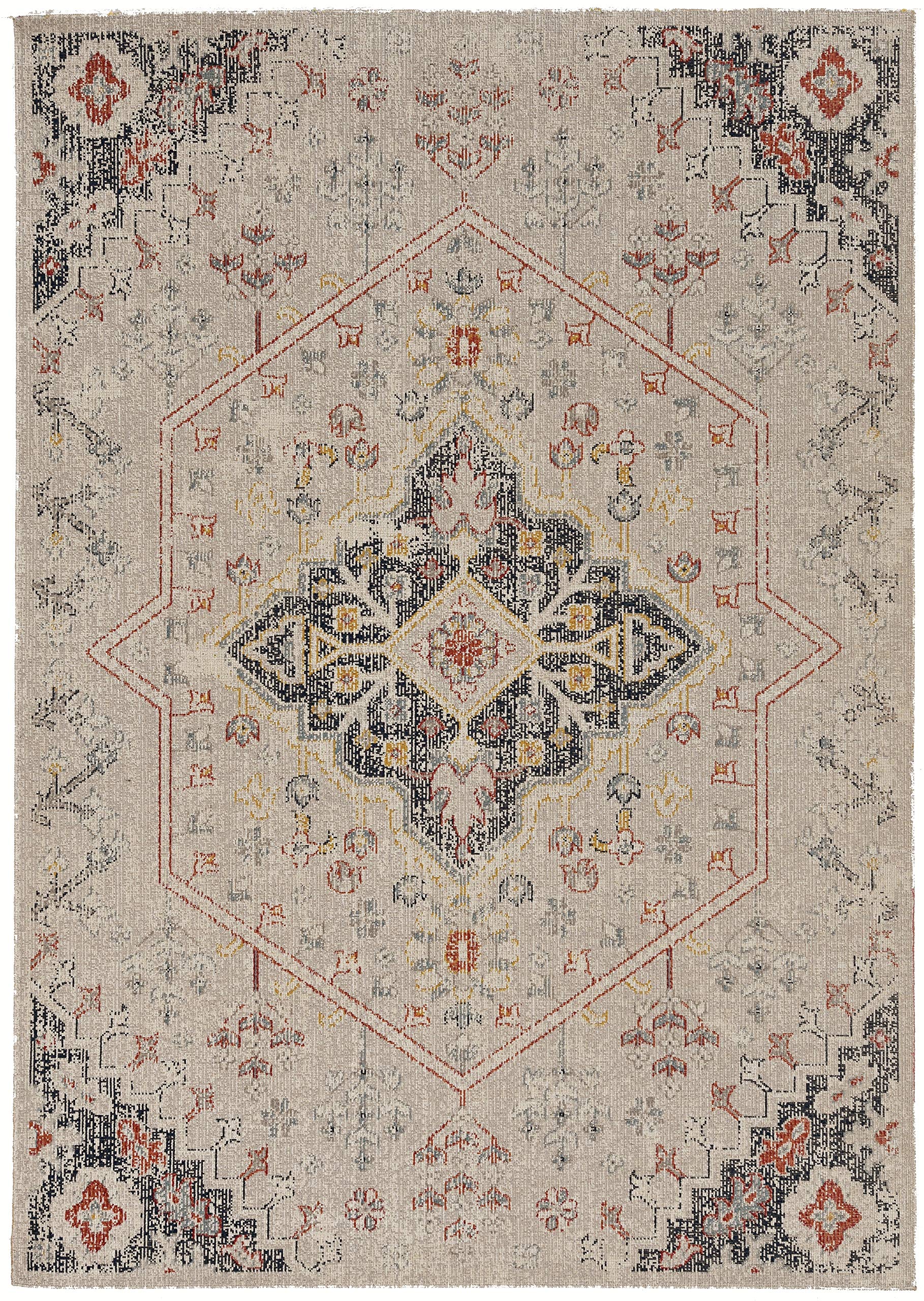 Linon Home Decor Products Plateau Stewart Ivory Navy 3 X 5 Accent Rug