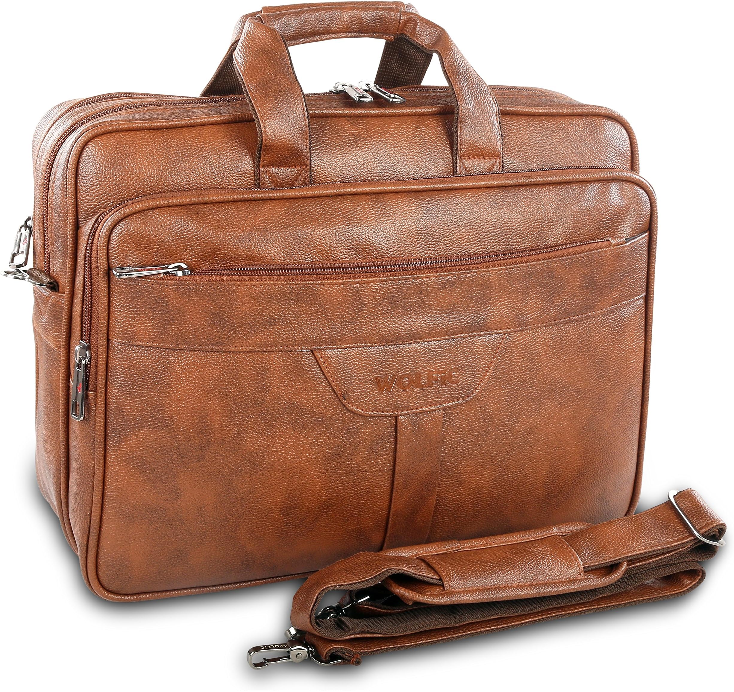FF 9016 Tan Synthetic Leather 100% Vegan Laptop Office Bag
