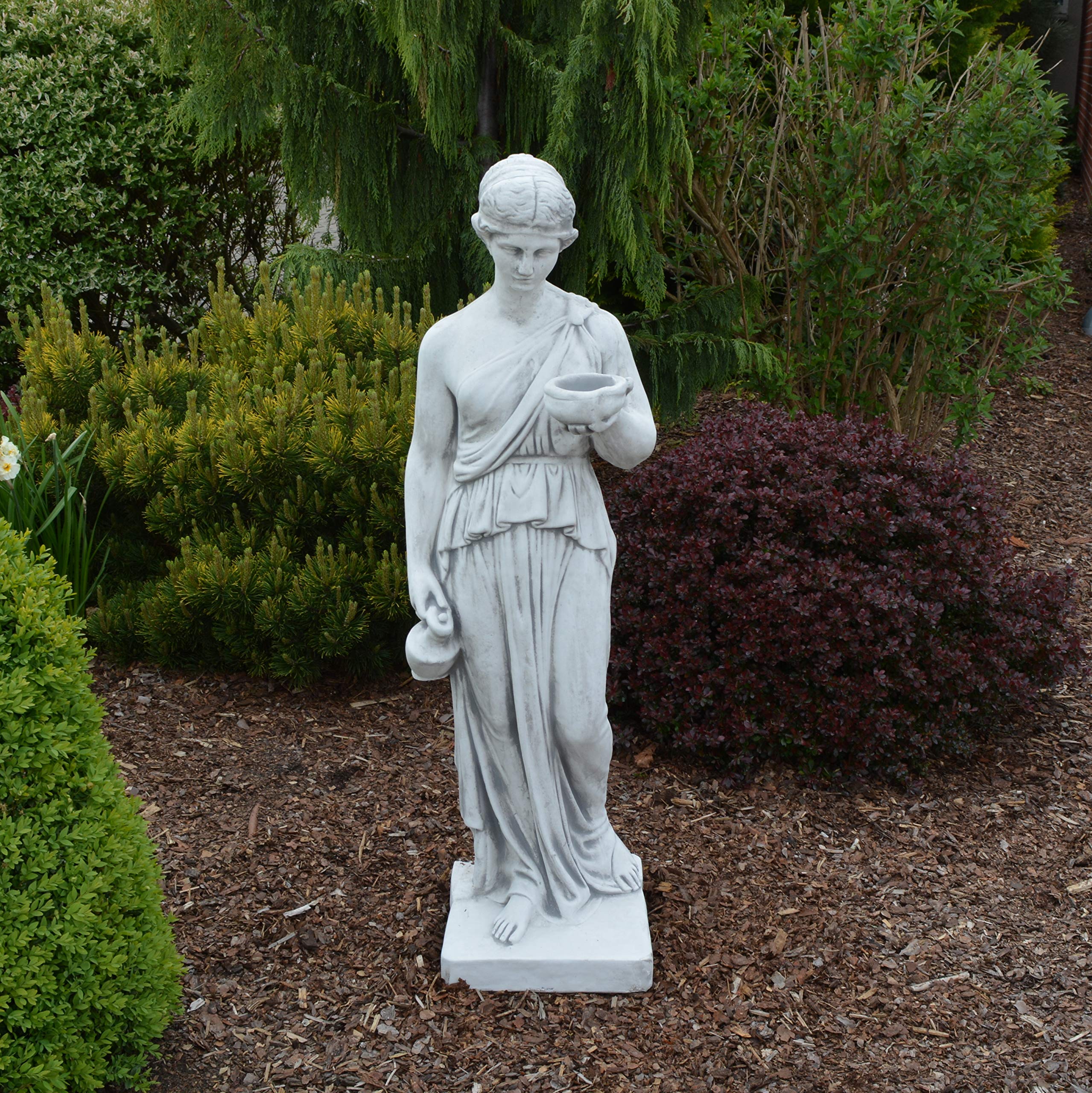 gartendekoparadies.de Hebe Göttin der Jugend Statue, Grau, 122 cm | Steinfigur aus Weißbeton/Steinguss, 94 kg, Frostsicher, Für Außenbereich