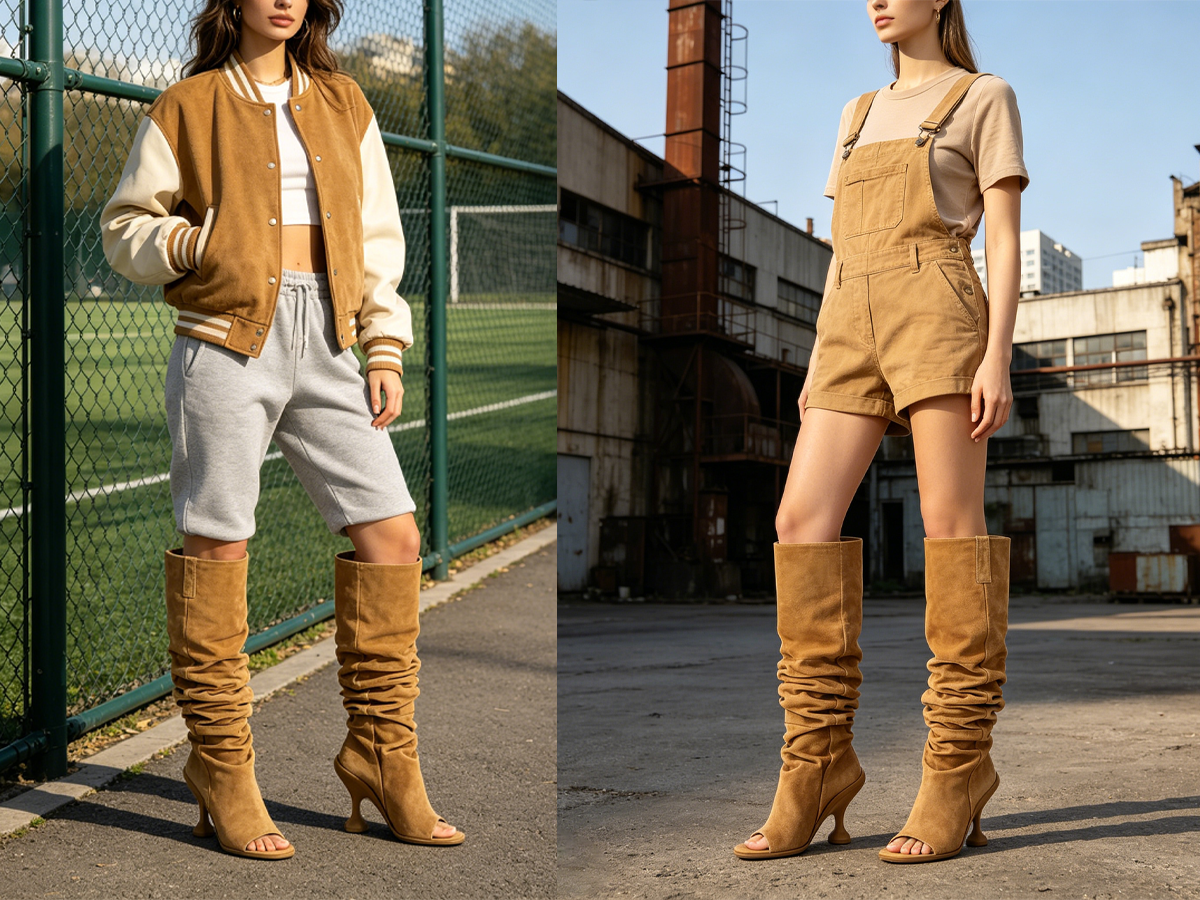Amazon.com: Kapxumo Women's Leather Knee High Boots Open Square